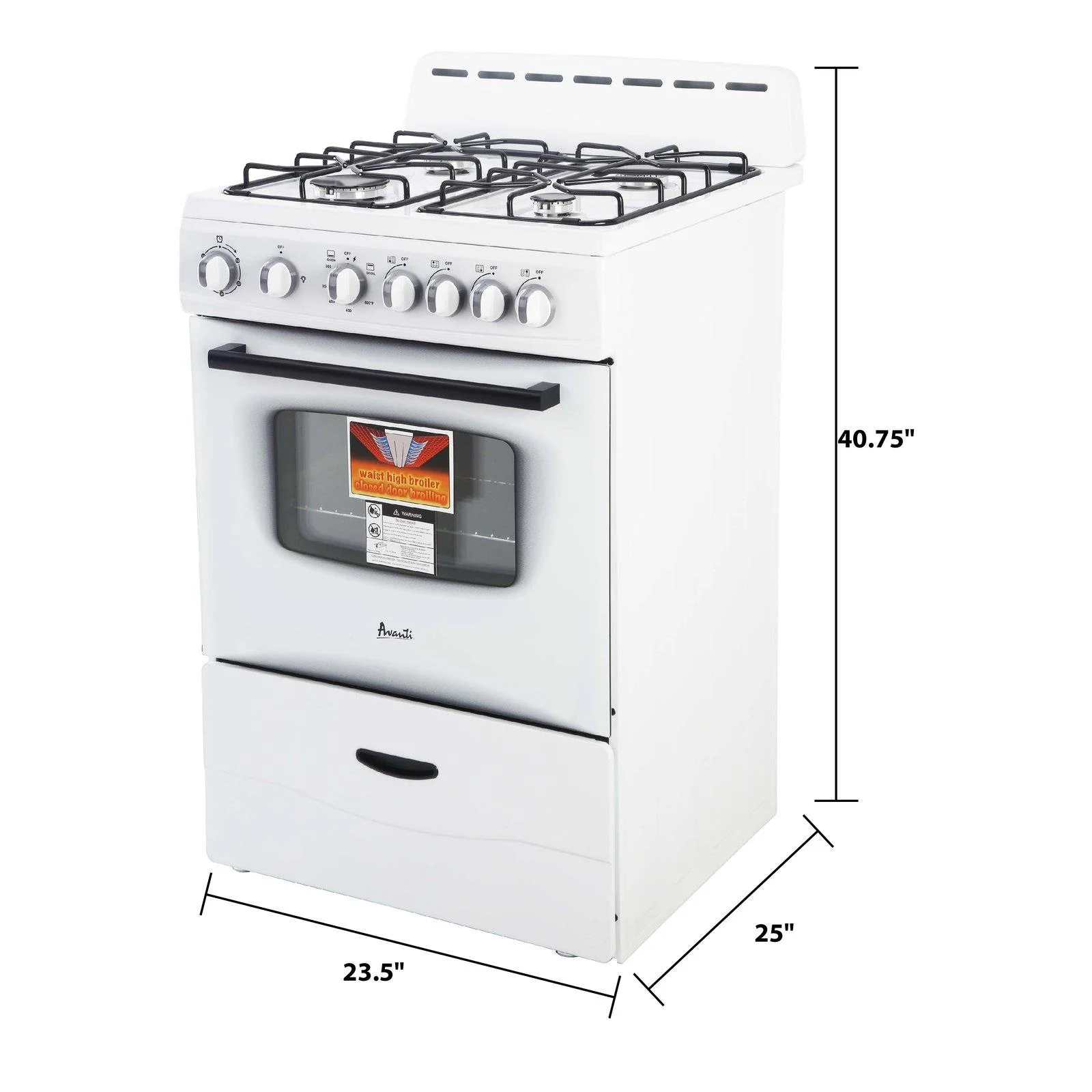 GR2416CSS Avanti 24" Compact Gas Range Oven - Stainless Steel - Image 10