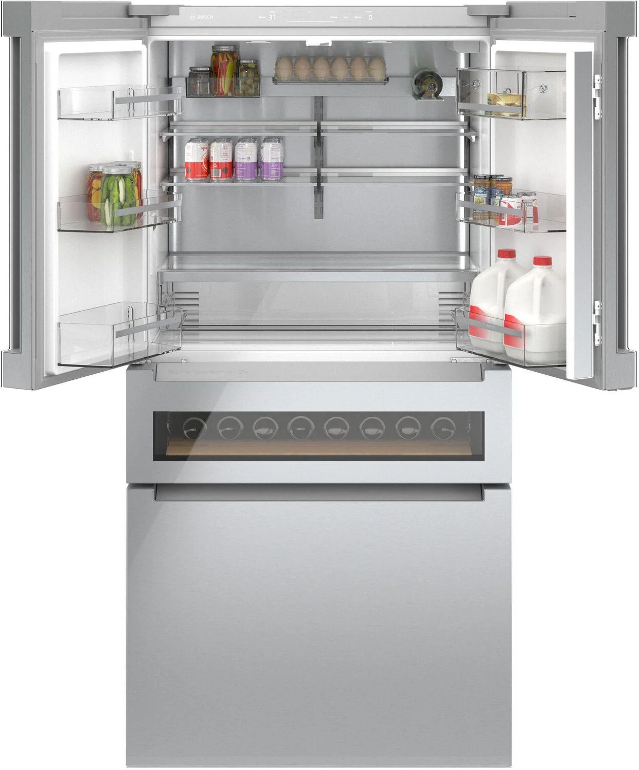Bosch B36CL81ENG 800 Series, French Door Bottom Mount Refrigerator, Glass door, 36'', Stainless steel - Image 7