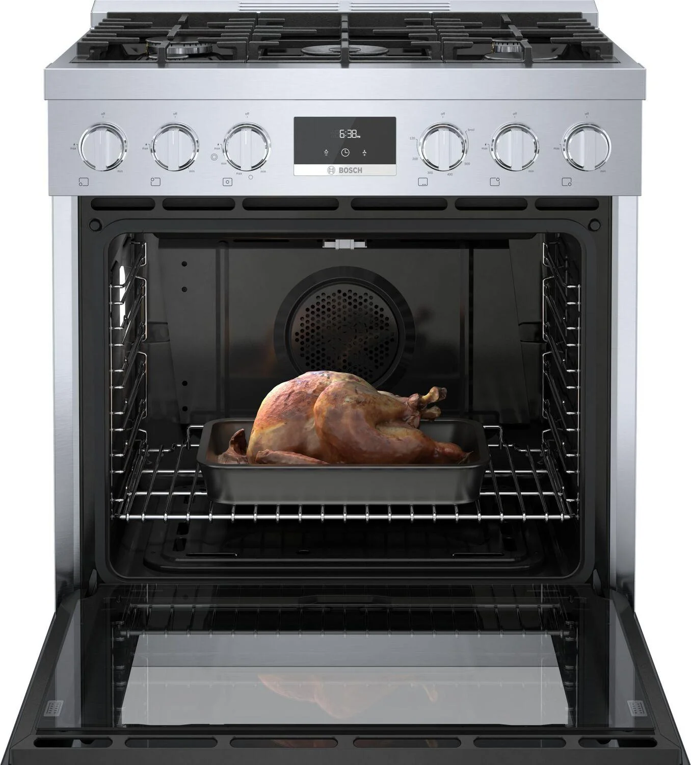 Bosch HDS8055U 800 Series, Dual fuel freestanding range, 30'', Stainless steel - Image 4