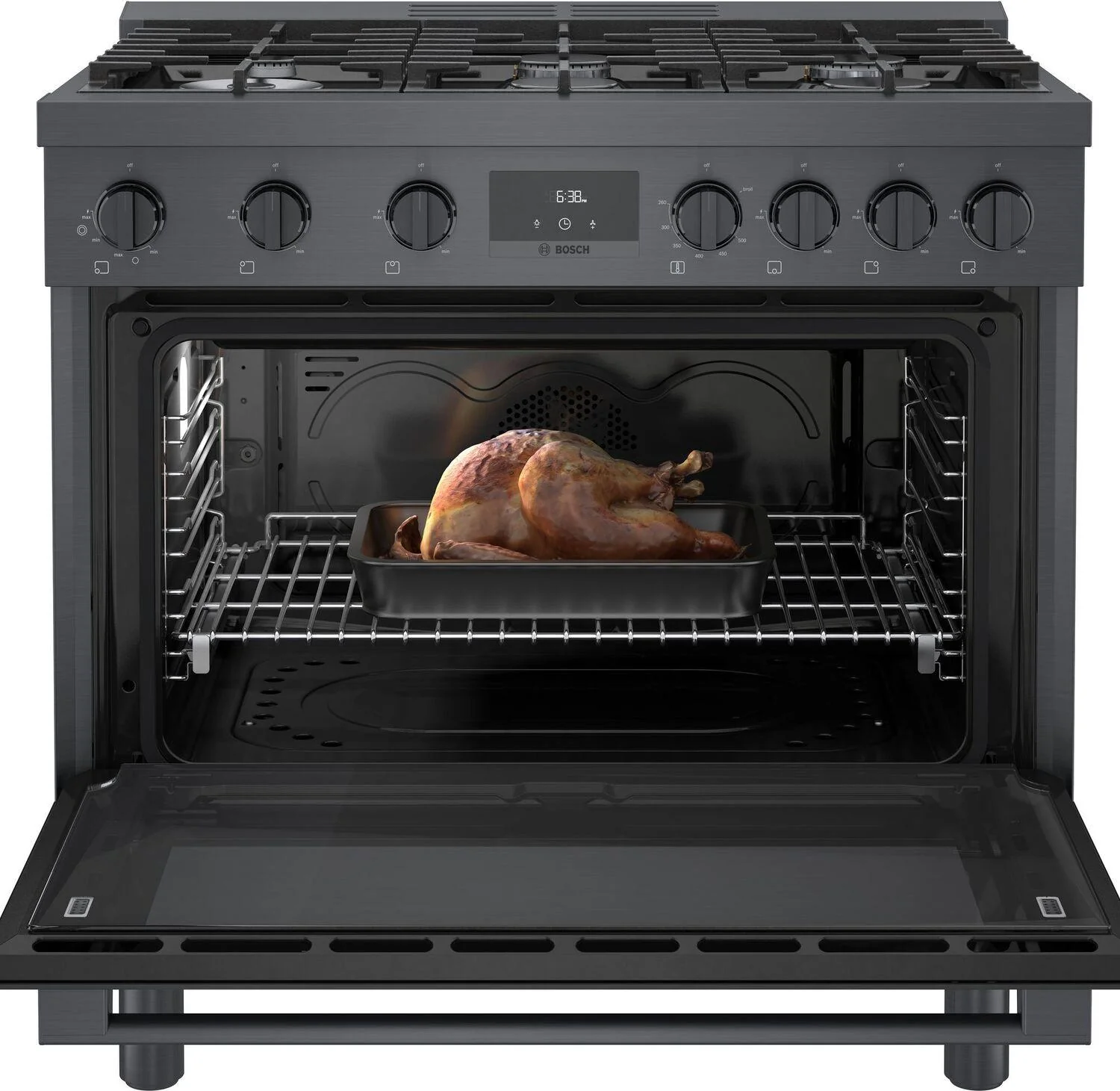 Bosch HGS8645UC 800 Series, Gas freestanding range, 36'', Black stainless steel - Image 4