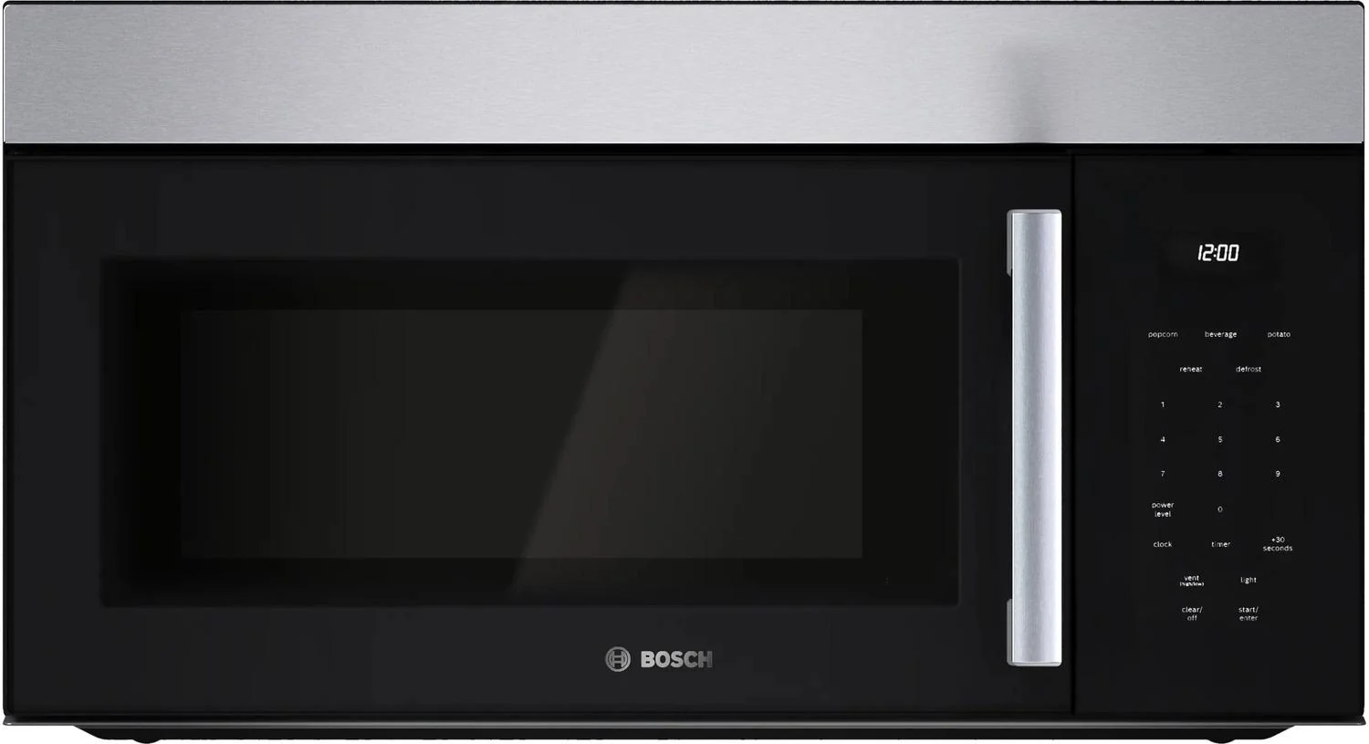 Bosch HMV1055U 100 Series, Over-The-Range Microwave, 30'', Door Hinge: left, Stainless steel