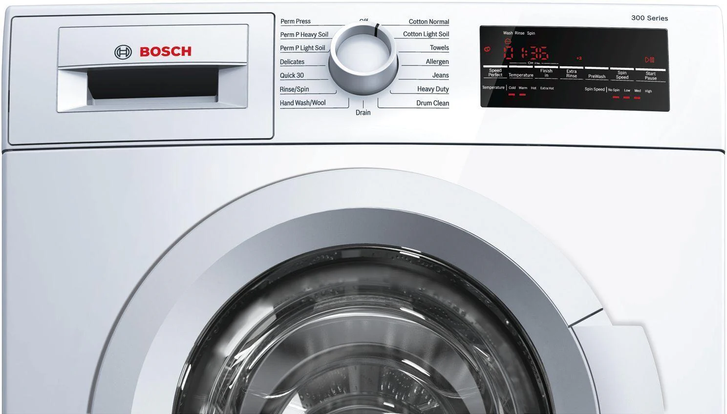 300 Series Washer - 208/240V, Cap. 2.2 cu.ft., 15 Cyc.,1,400 RPM, 54 dBA White/Door, ENERGY STAR - Image 3
