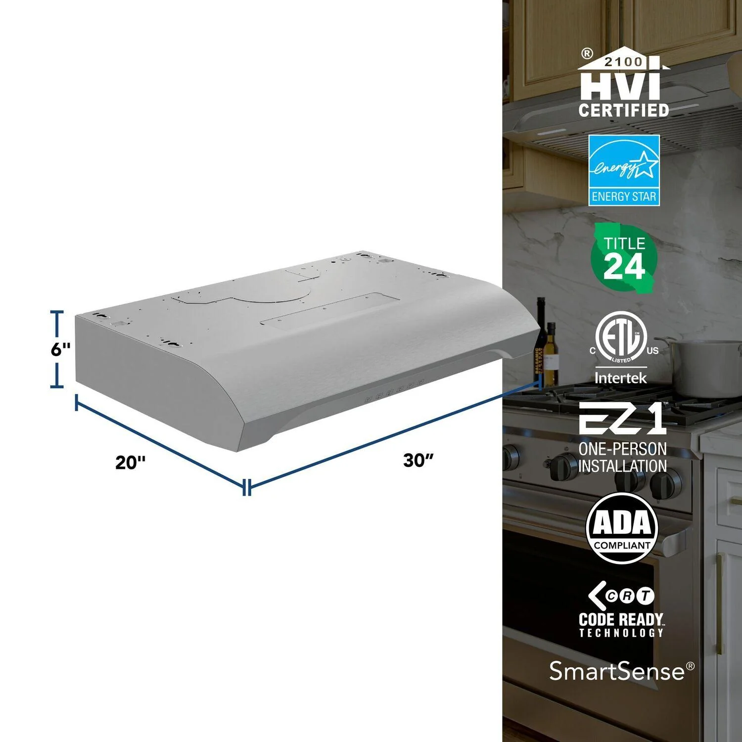 Broan ALT4306SS Alta 30-Inch 640 MAX Blower CFM 0.8 Sones Stainless Steel Range Hood - Image 9