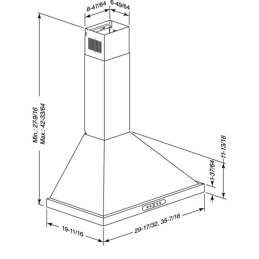 EWP1366SS Broan® Elite 36-Inch Pyramidal Chimney Range Hood, 640 Max Blower CFM, Stainless Steel - Image 6