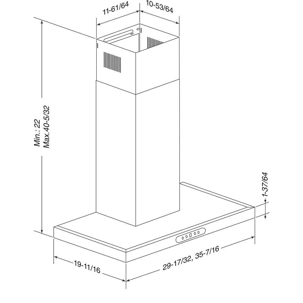 Broan EWT1366SS 36 Stainless 640 MAX Blower CFM T-Style Chimney Range Hood - Image 6