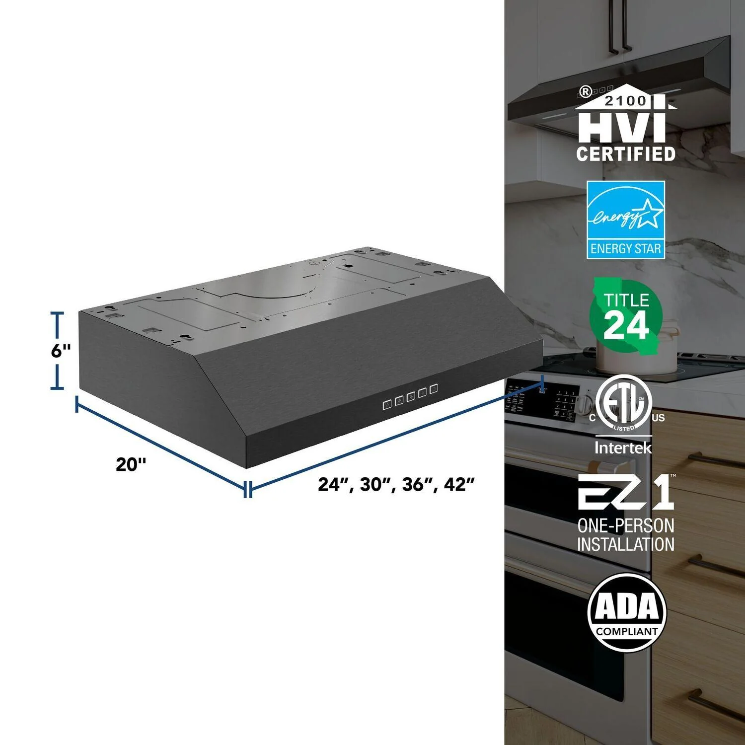 GLA2303BLS Broan-NuTone 30-Inch Under Cabinet Range Hood, ENERGY STAR, 350 Max Blower CFM, Black Stainless Steel - Image 11