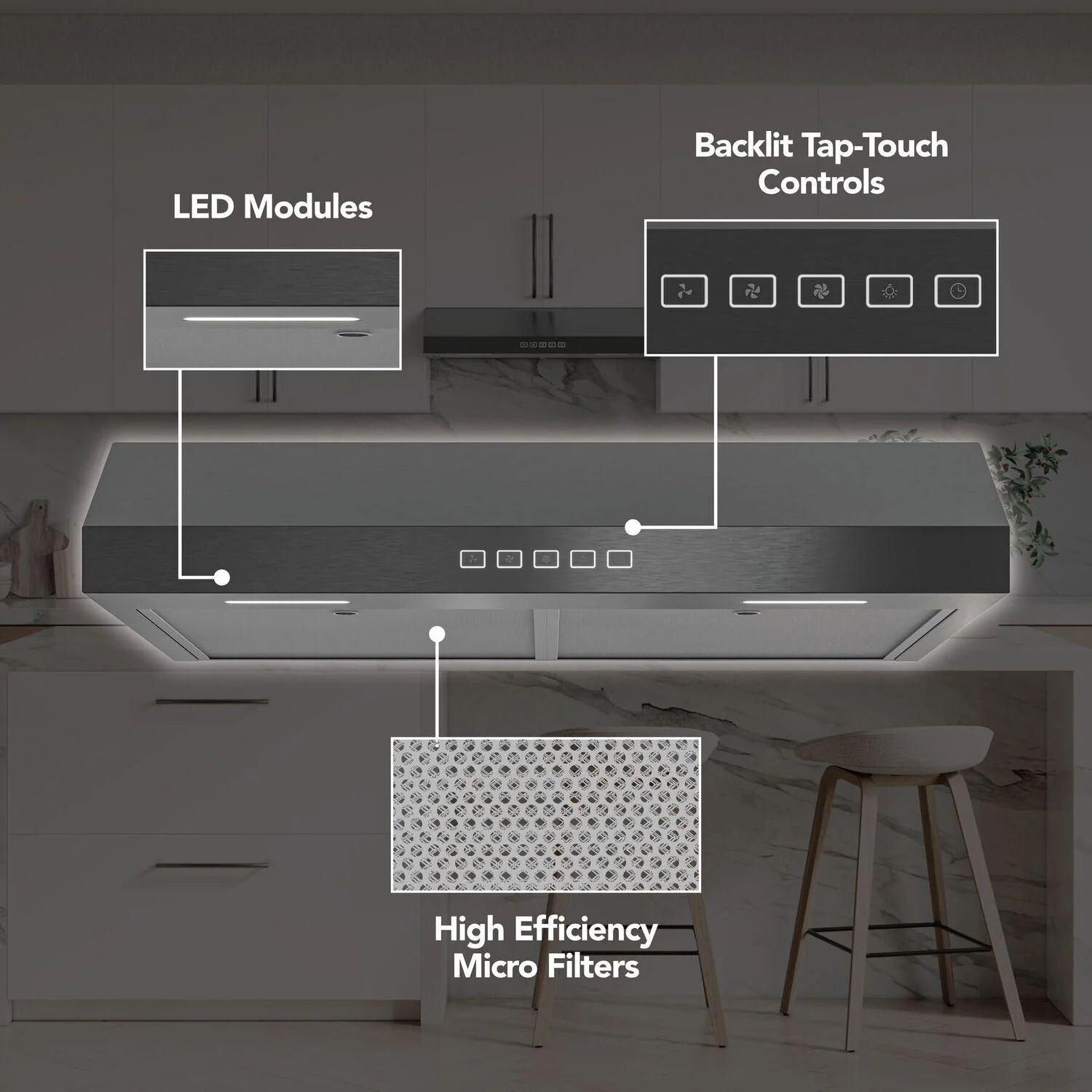 GLA2303BLS Broan-NuTone 30-Inch Under Cabinet Range Hood, ENERGY STAR, 350 Max Blower CFM, Black Stainless Steel - Image 4