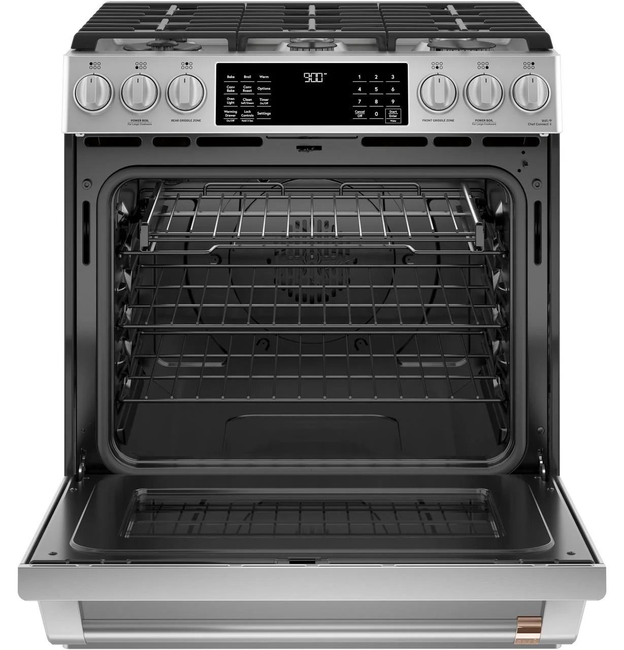 Cafe C2S900P2MS1 CAF(EBACK)™ 30" Smart Slide-In, Front-Control, Dual-Fuel Range with Warming Drawer - Image 3