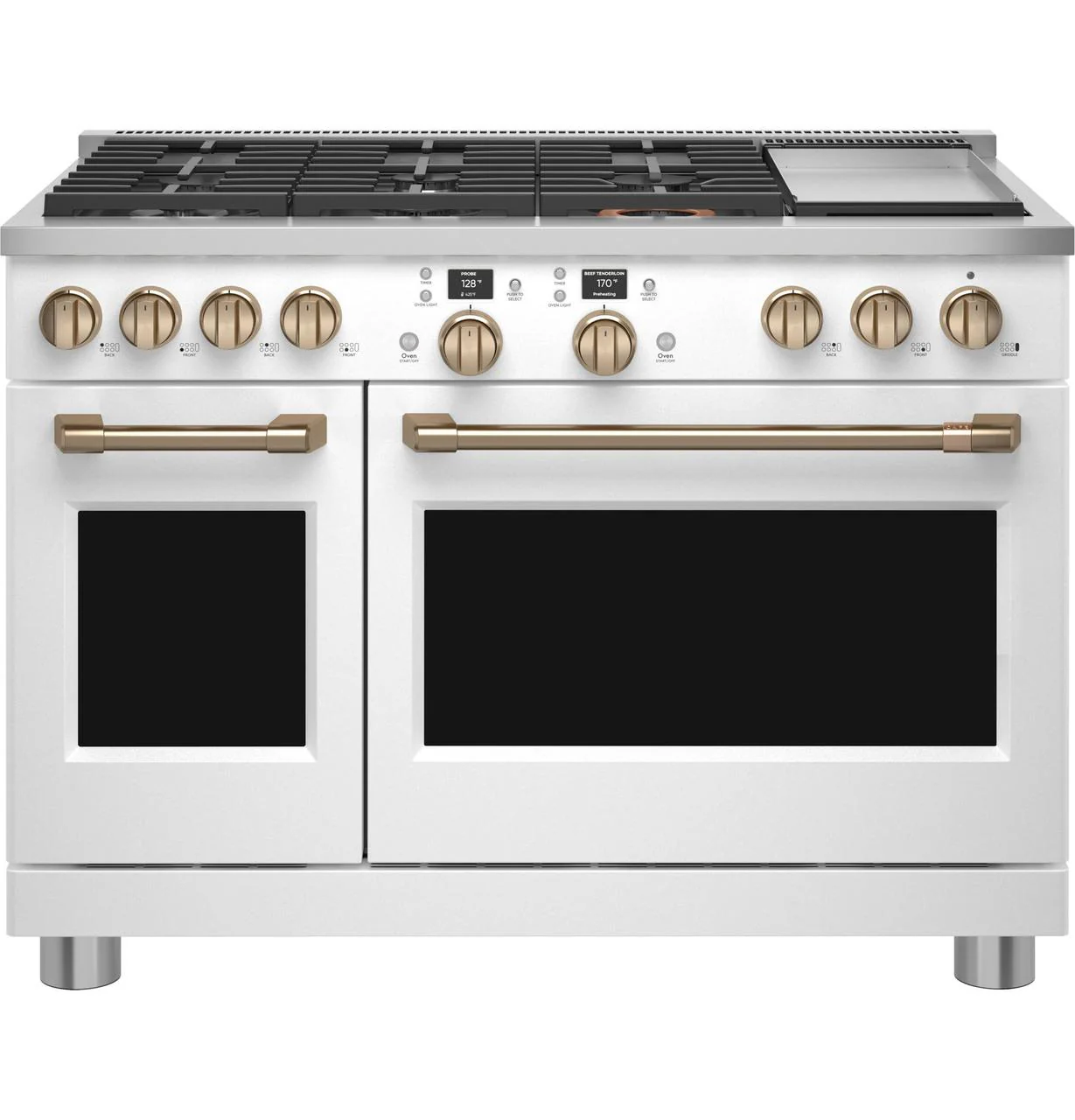Cafe C2Y486P4TW2 CAF(EBACK)™ 48" Smart Dual-Fuel Commercial-Style Range with 6 Burners and Griddle (Natural Gas)