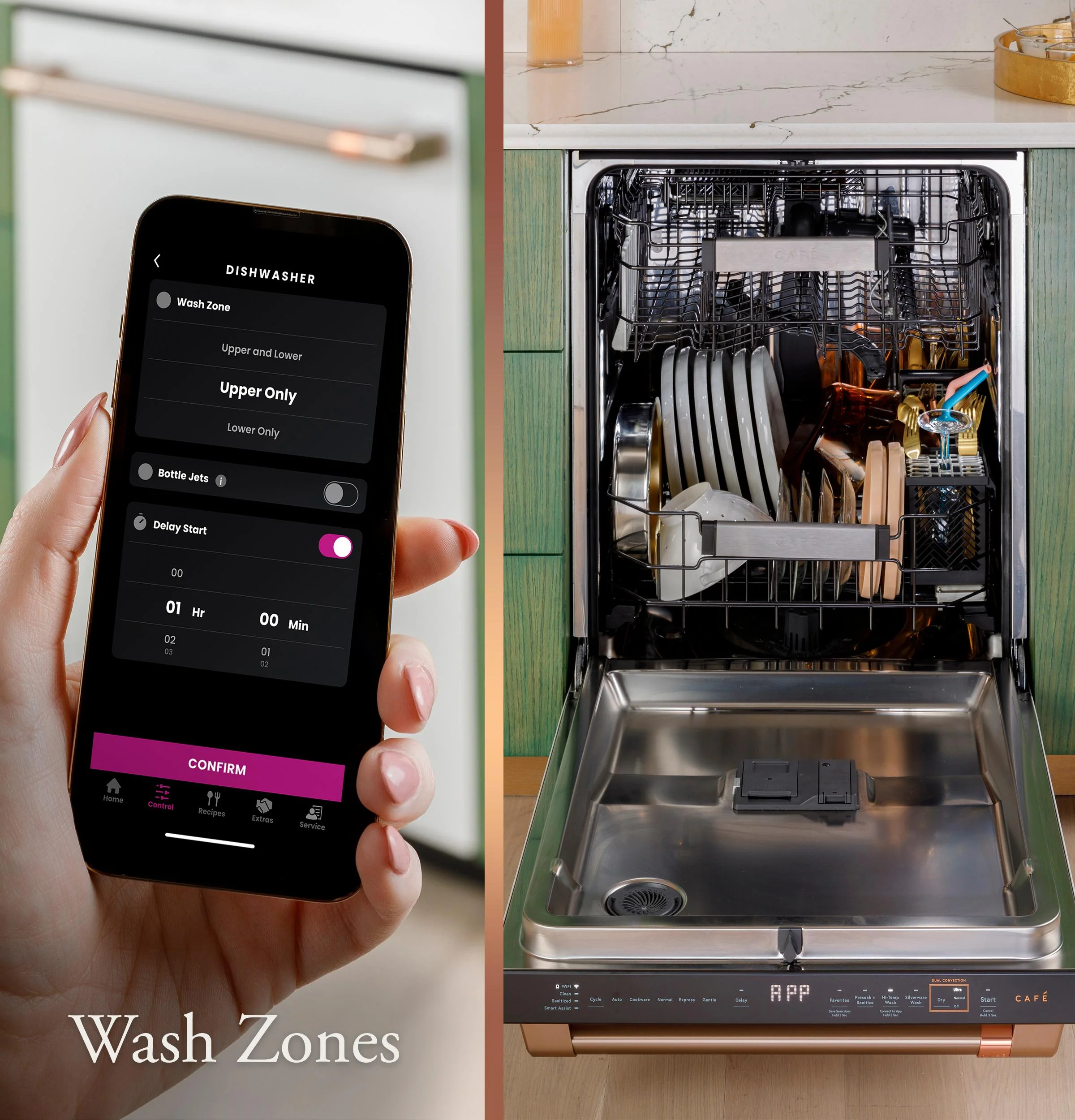 Cafe CDT888P3VD1 CAF(EBACK)™ CustomFit ENERGY STAR Stainless Interior Smart Dishwasher with Ultra Wash Top Rack and Dual Convection Ultra Dry, LED Lights, 39 dBA - Image 10