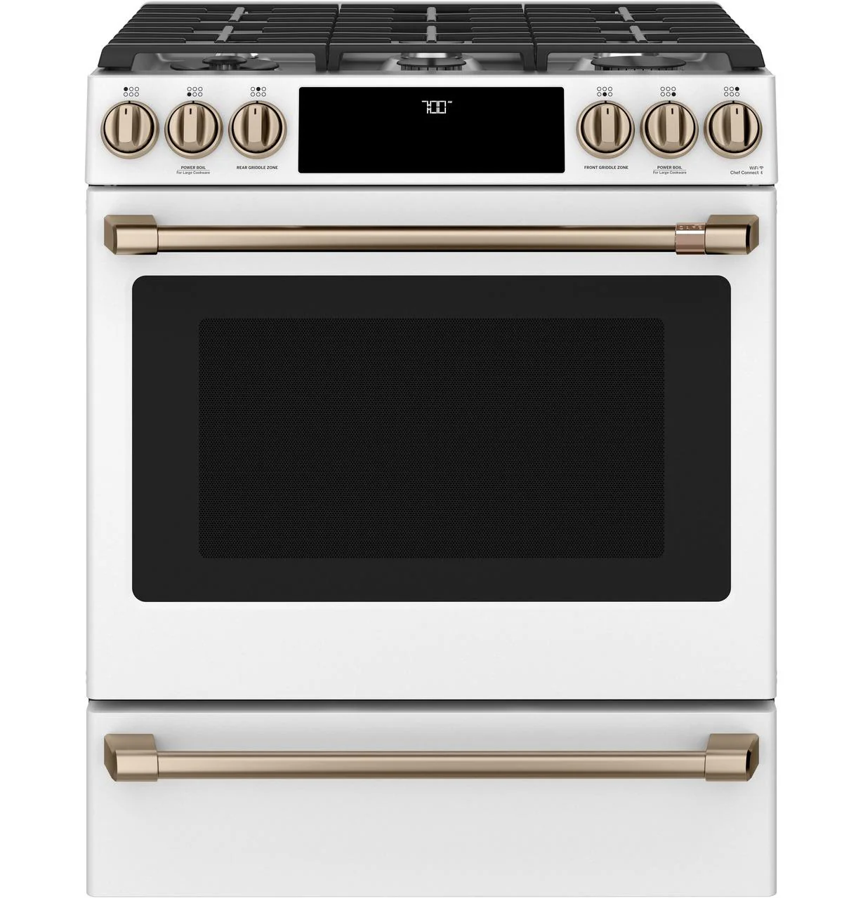 Cafe CGS700P4MW2 CAF(EBACK)™ 30" Smart Slide-In, Front-Control, Gas Range with Convection Oven
