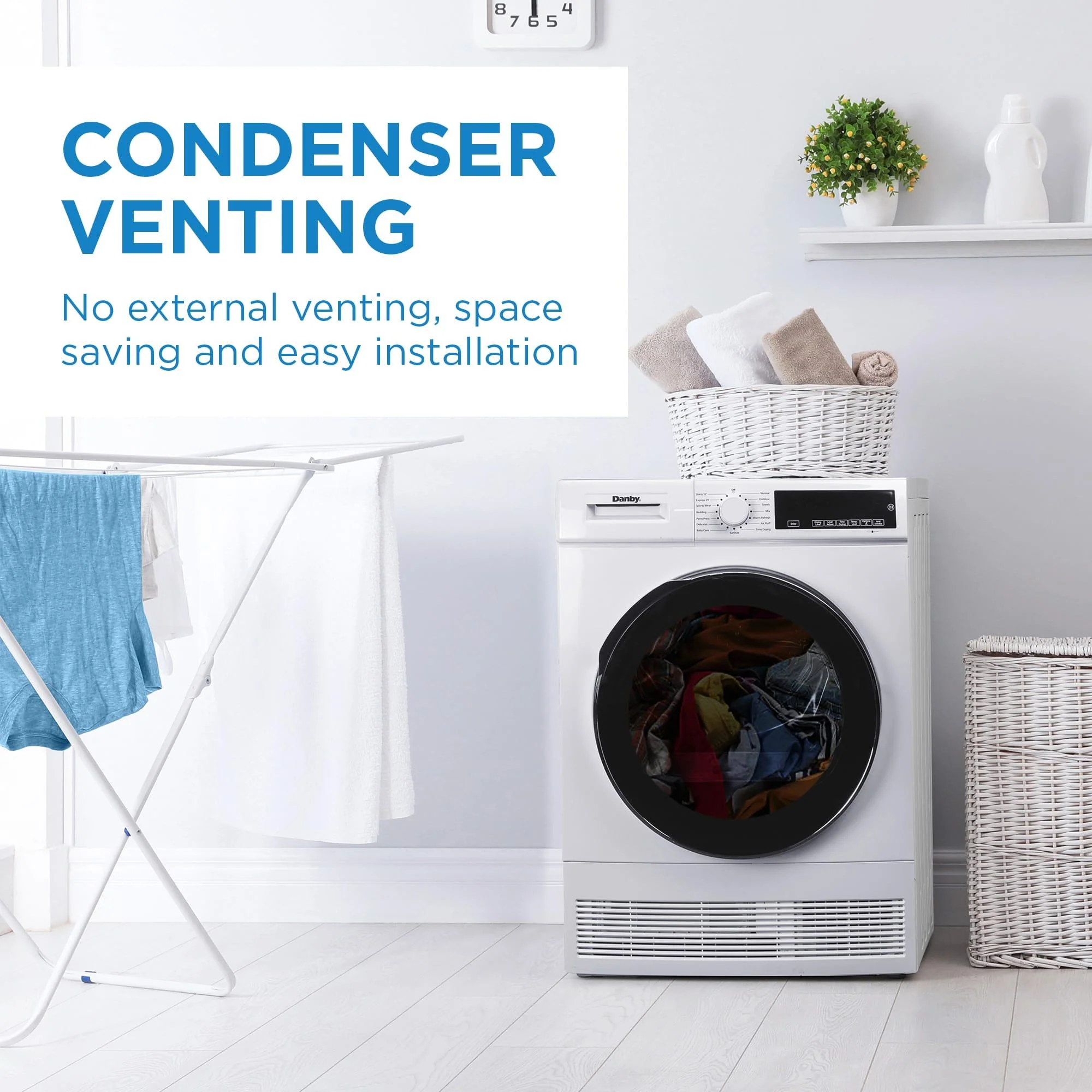 DDY040D4WDB Danby 24-inch, 4.0 cu ft. Stackable Compact Condensing Sensor Dryer in White - Image 6