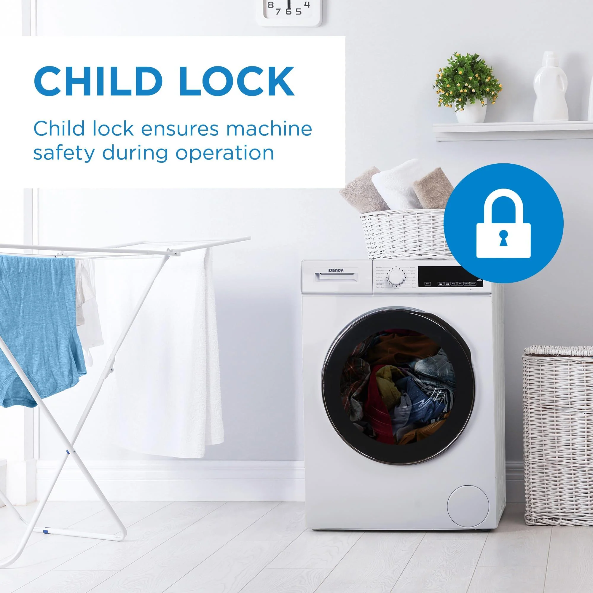 DWM022D3WDB Danby 24 Stackable Front Load Washer with Steam in White - Image 5