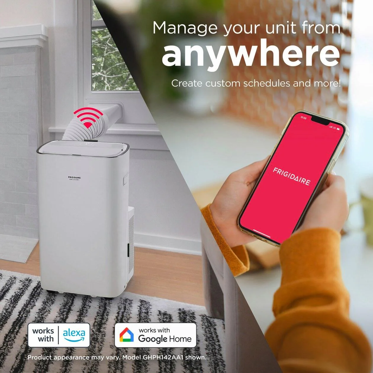 Frigidaire GHPH142AA1 3-in-1 Connected Inverter Portable Room Air Conditioner with Supplemental Heat 14,000 BTU (ASHRAE) / 10,000 BTU (DOE) - Image 5