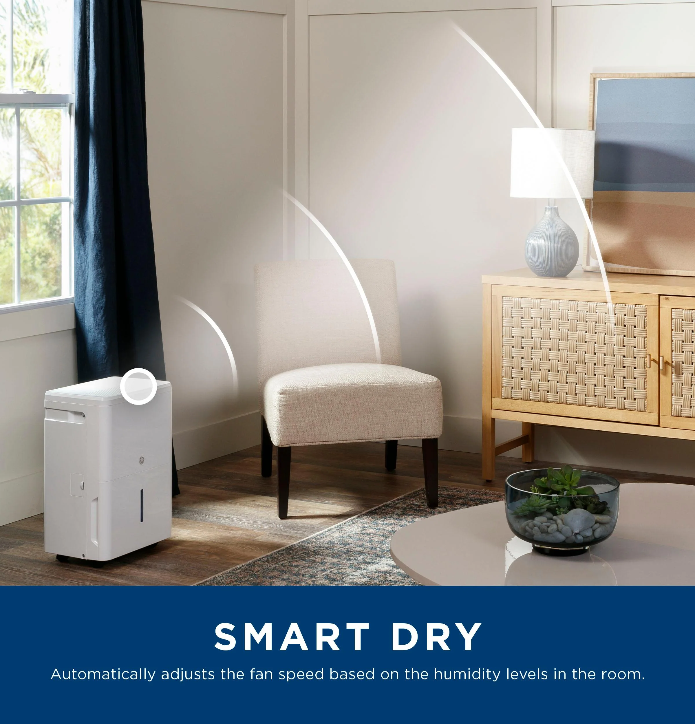 ADHE25BWF GE® 25 Pint Portable Dehumidifier with Smart Dry for Damp Spaces - Image 8
