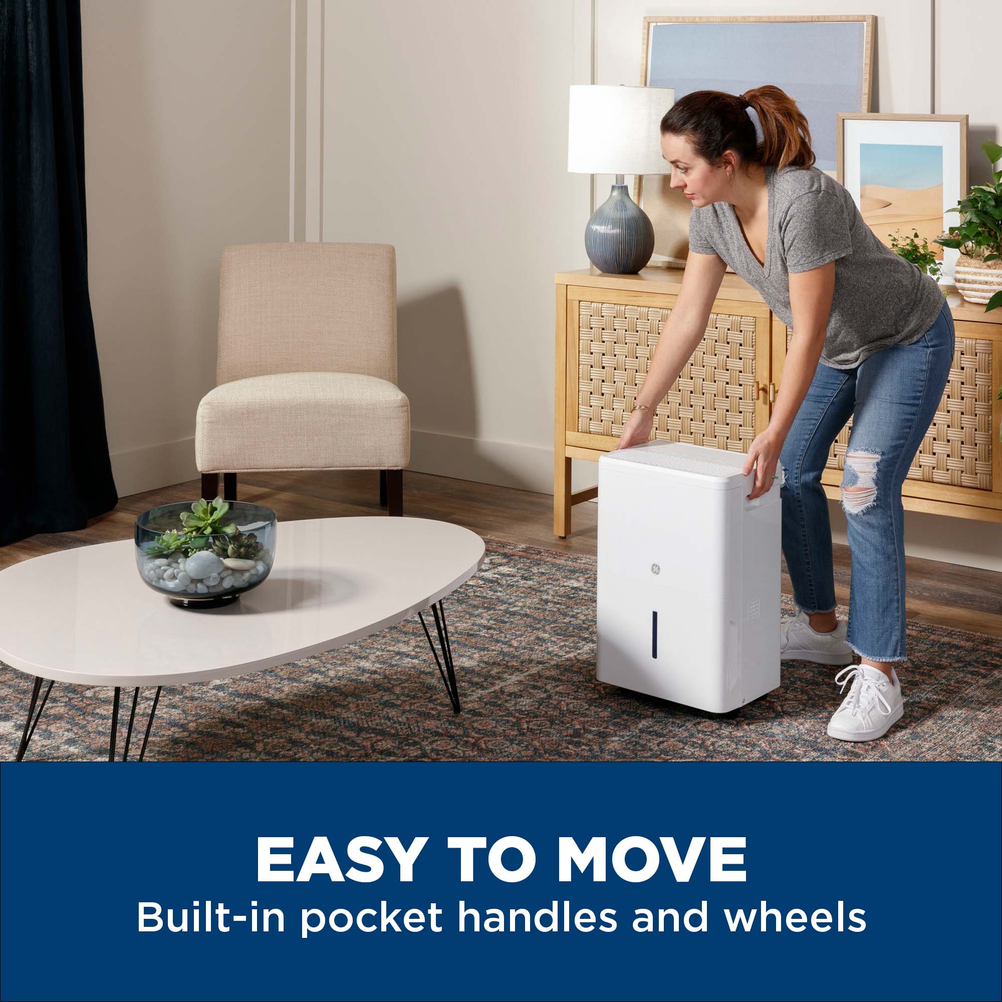 ADHE50BWF GE® 50 Pint Portable Dehumidifier with Smart Dry for Wet Spaces - Image 2