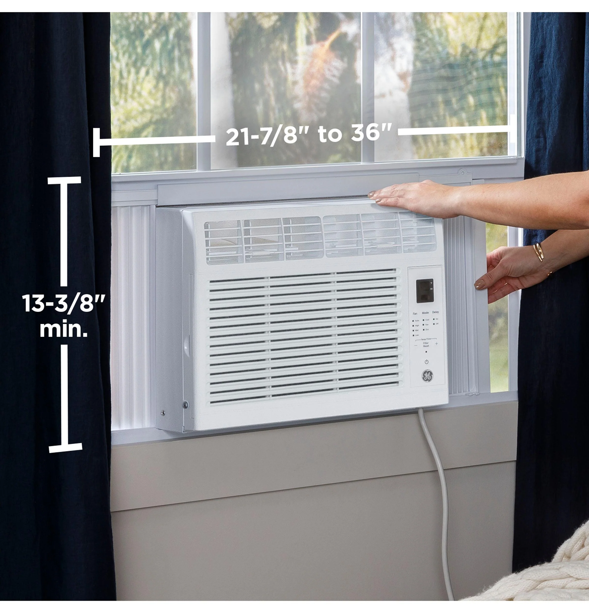 AHW05LZ GE® 5,000 BTU Electronic Window Air Conditioner for Small Rooms up to 150 sq ft. in White size 12 9/16 H x 16 7/16 W x 15 D - Image 11