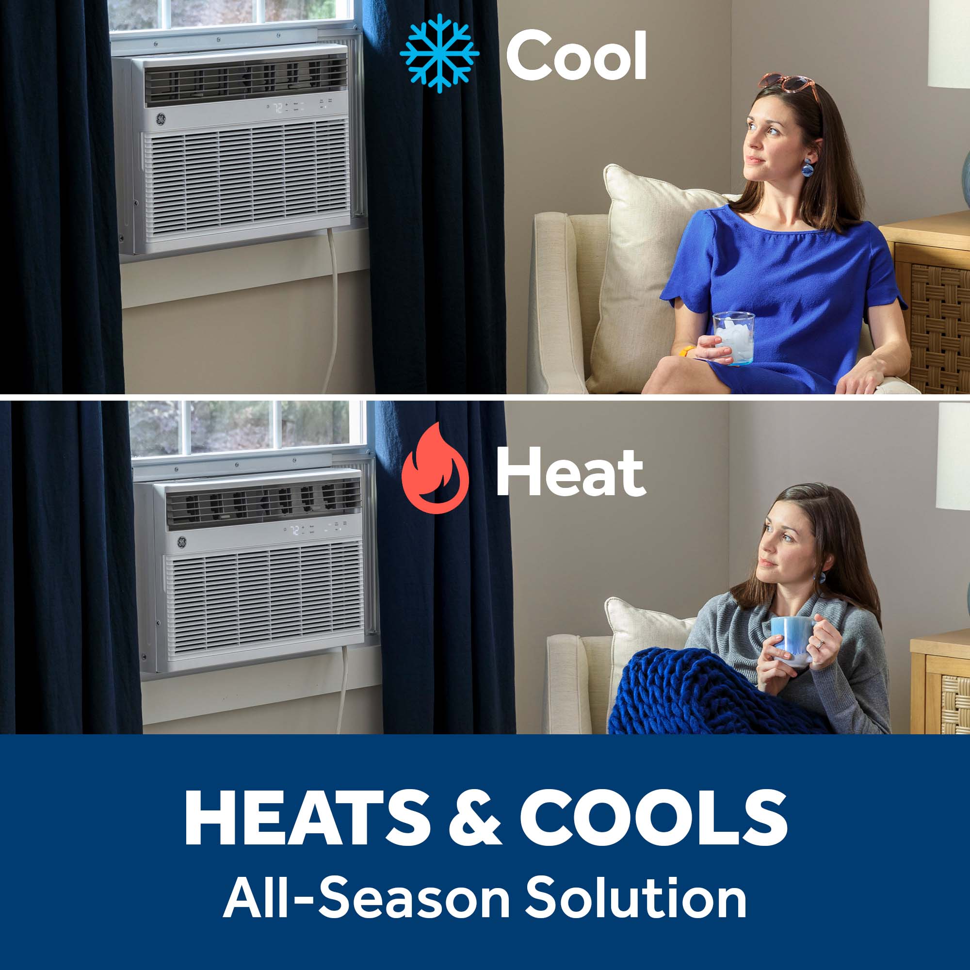 AWGH24WWF GE® 24,000 BTU Smart Heat/Cool Electronic Window Air Conditioner for Extra-Large Rooms up to 1,500 sq. ft. - Image 2