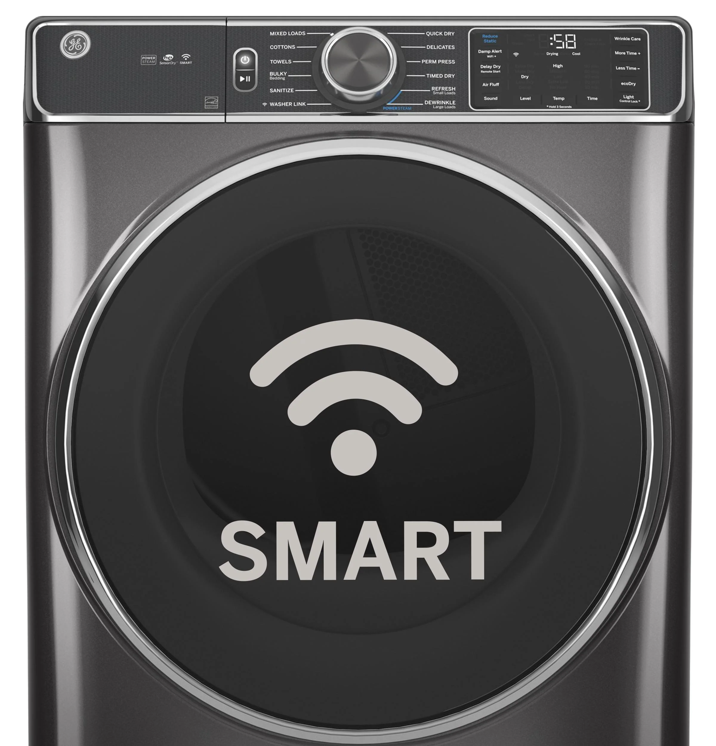 GE® 7.8 cu. ft. Capacity Smart Front Load Electric Dryer with Sanitize Cycle - Image 12