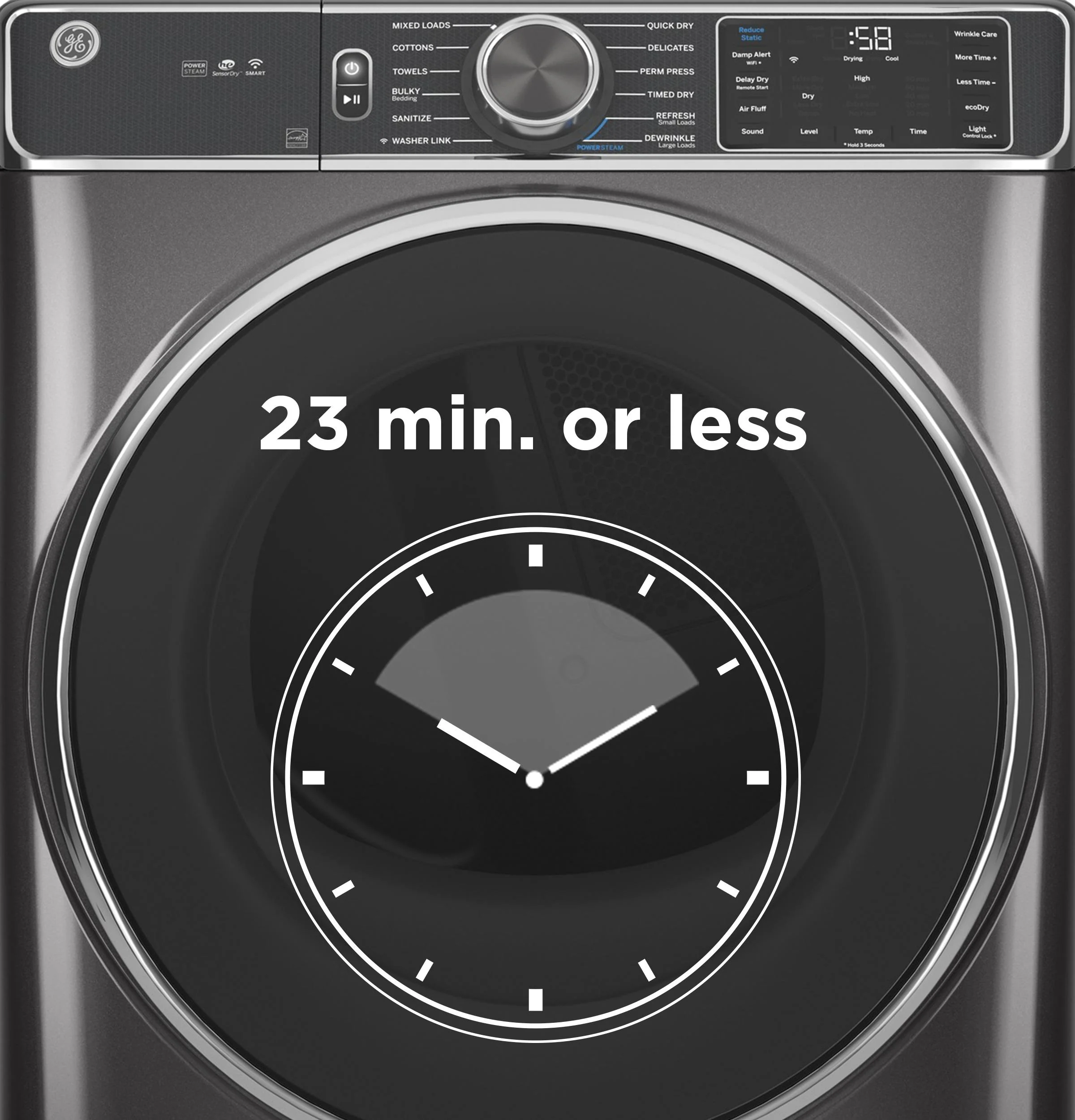 GE® ENERGY STAR® 7.8 cu. ft. Capacity Smart Front Load Electric Dryer with Steam and Sanitize Cycle - Image 37