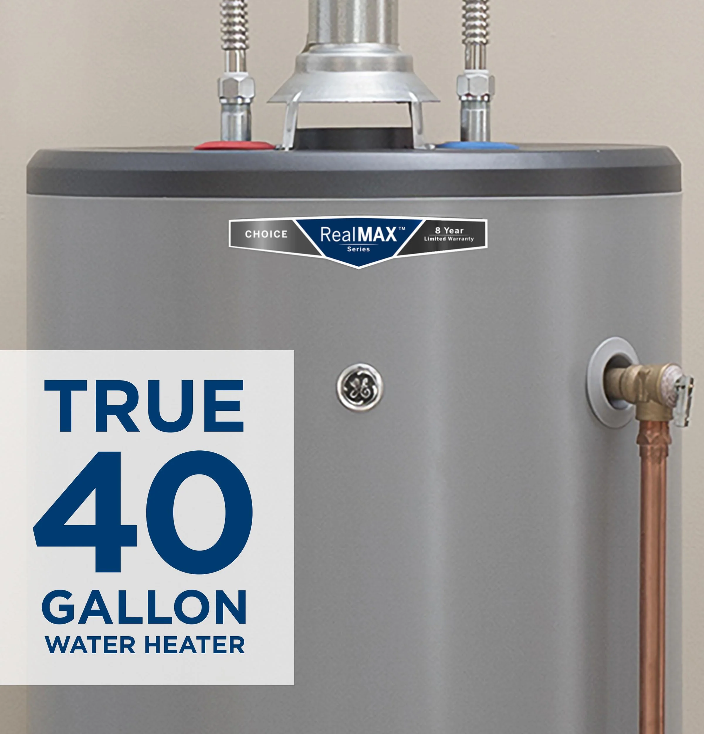 GP40S08BXR GE RealMAX Choice 40-Gallon Short Liquid Propane Atmospheric Water Heater - Image 4