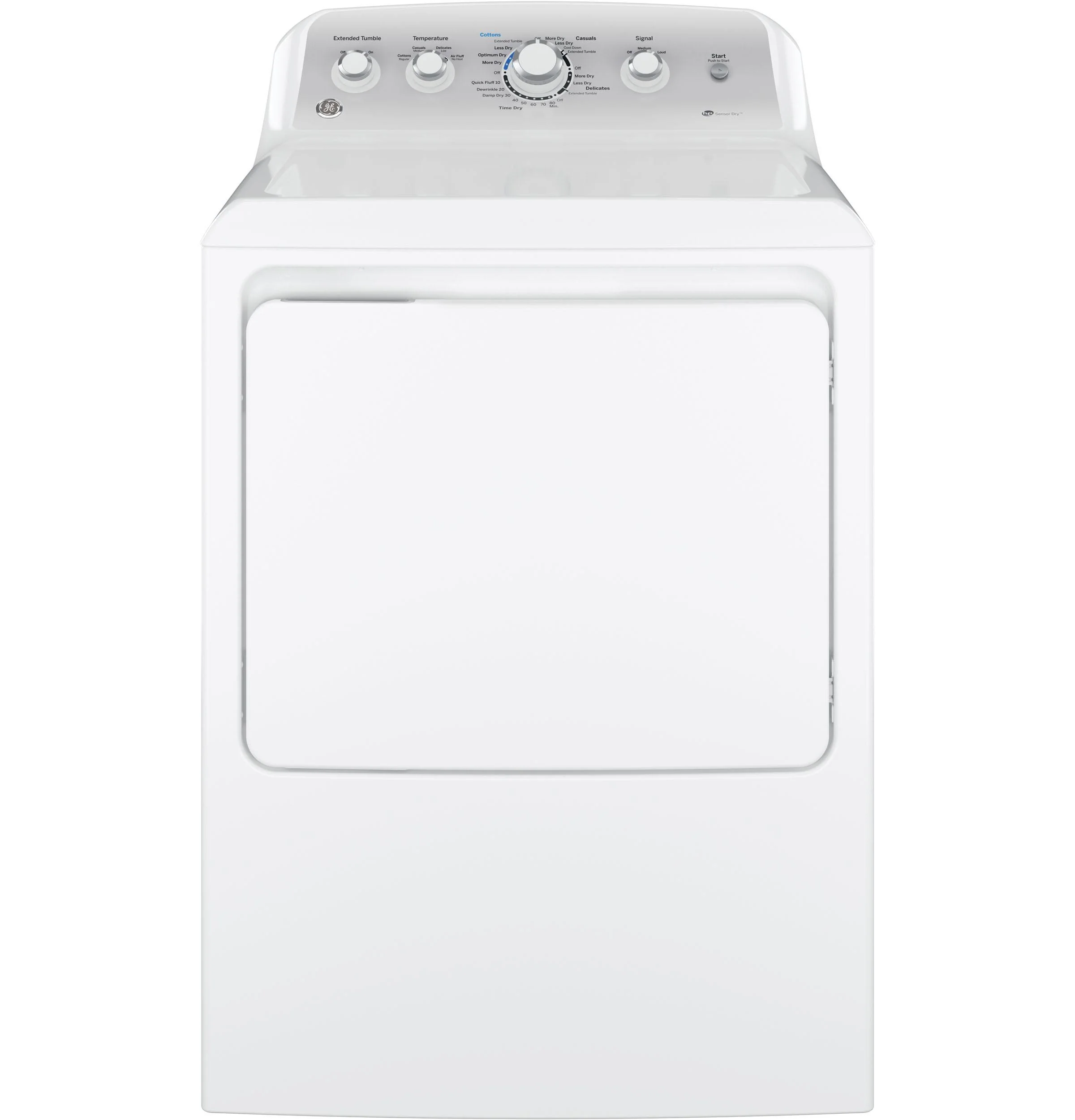 GTD45GASJWS GE® 7.2 cu. ft. Capacity aluminized alloy drum Gas Dryer with Sensor Dry