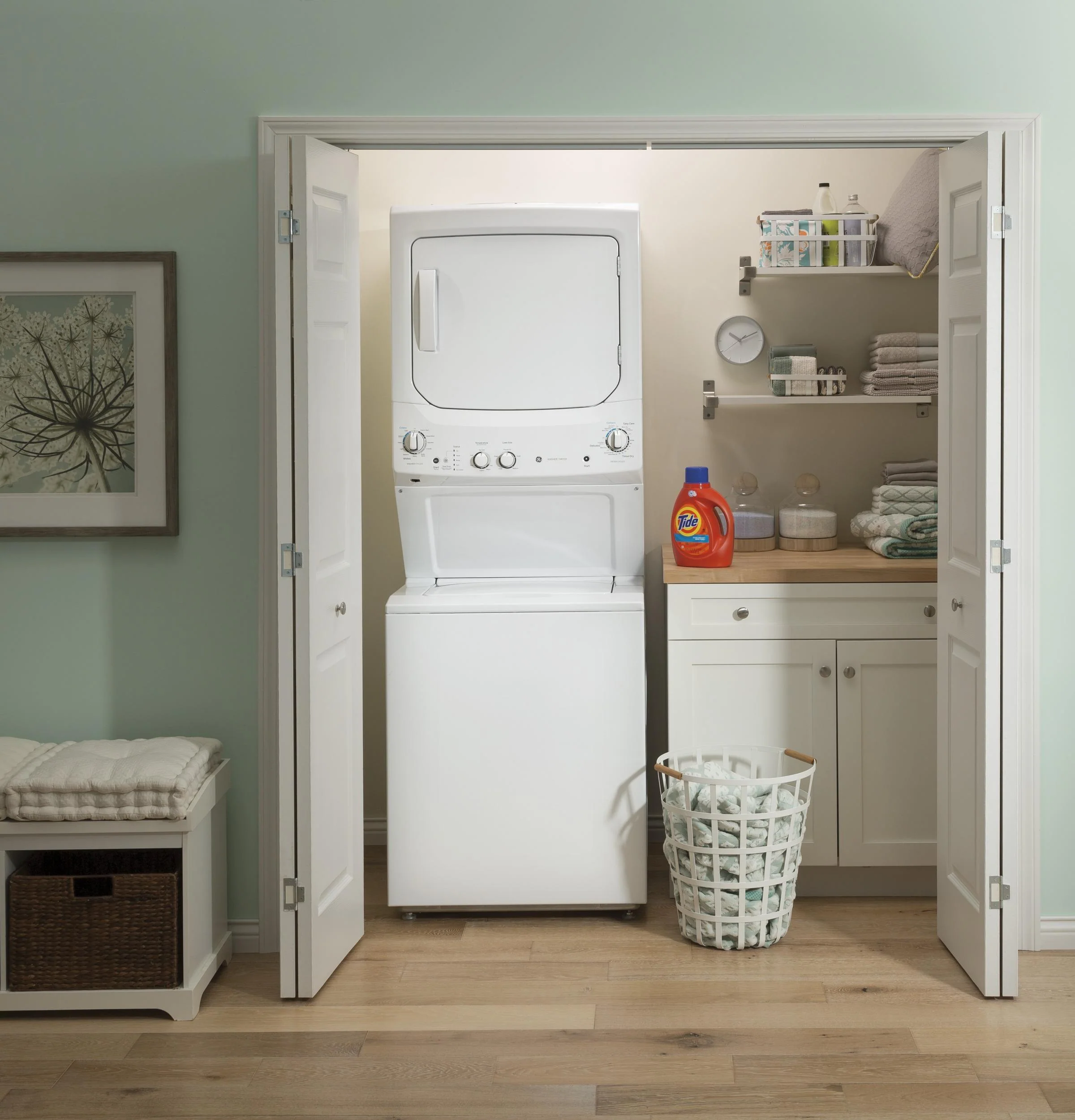 GUD27GSSMWW GE Unitized Spacemaker® 3.8 cu. ft. Capacity Washer with Stainless Steel Basket and 5.9 cu. ft. Capacity Gas Dryer - Image 25