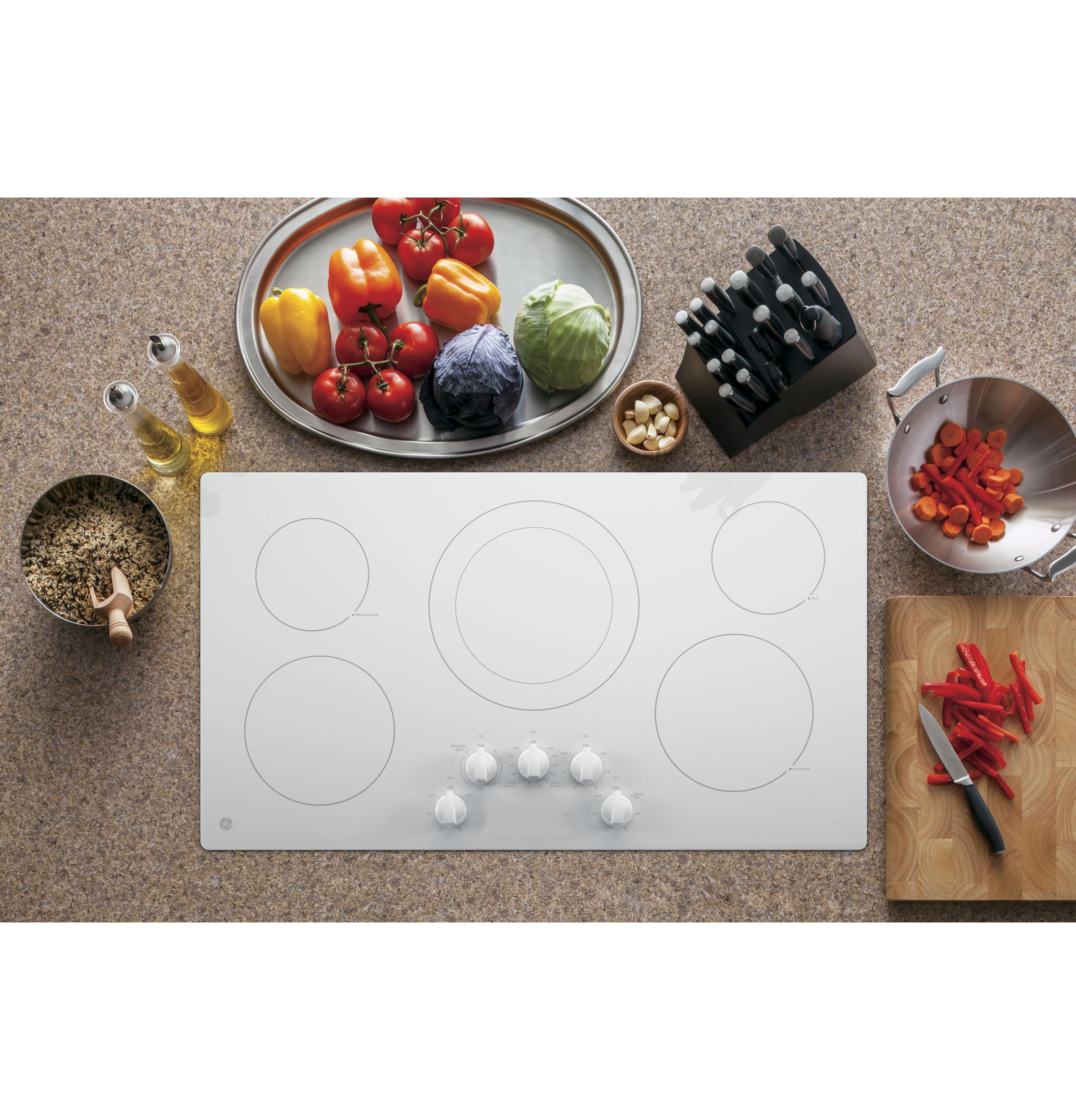 JP3036TLWW GE® 36" Built-In Knob Control Electric Cooktop - Image 2