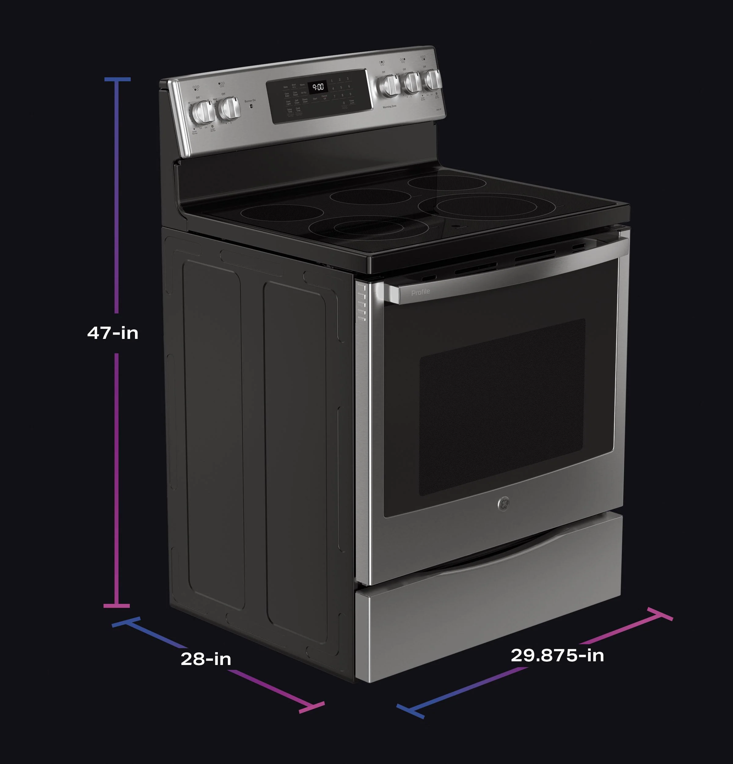 PB900YVFS GE Profile™ ENERGY STAR® 30" Smart Free-Standing Electric Convection Fingerprint Resistant Range with No Preheat Air Fry - Image 9