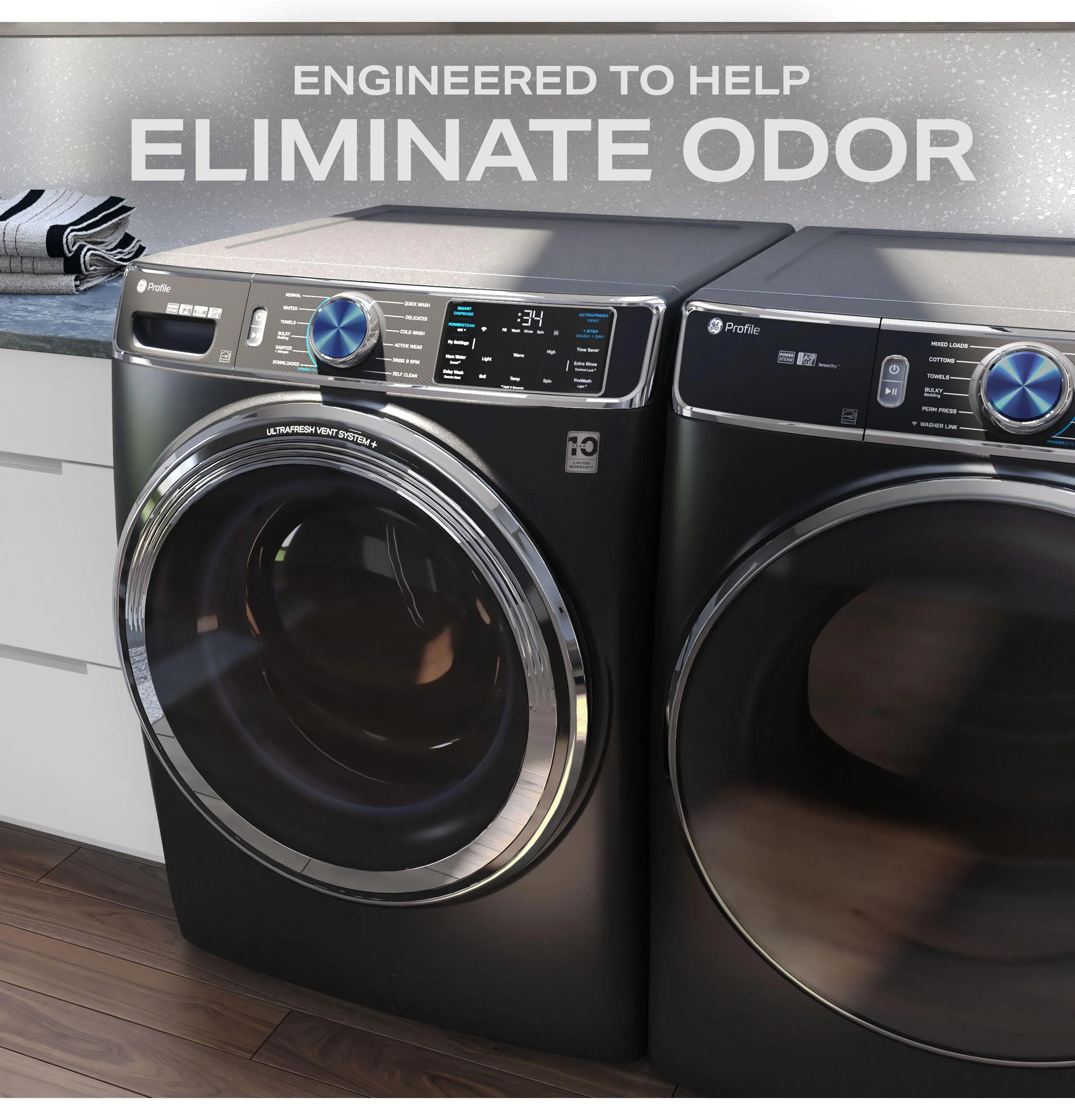 PFW955SPWDS GE Profile™ 5.5 cu. ft. Capacity Smart Front Load ENERGY STAR® Steam Washer with UltraFresh Vent System+ and Smart Wash & Smart Rinse - Image 18
