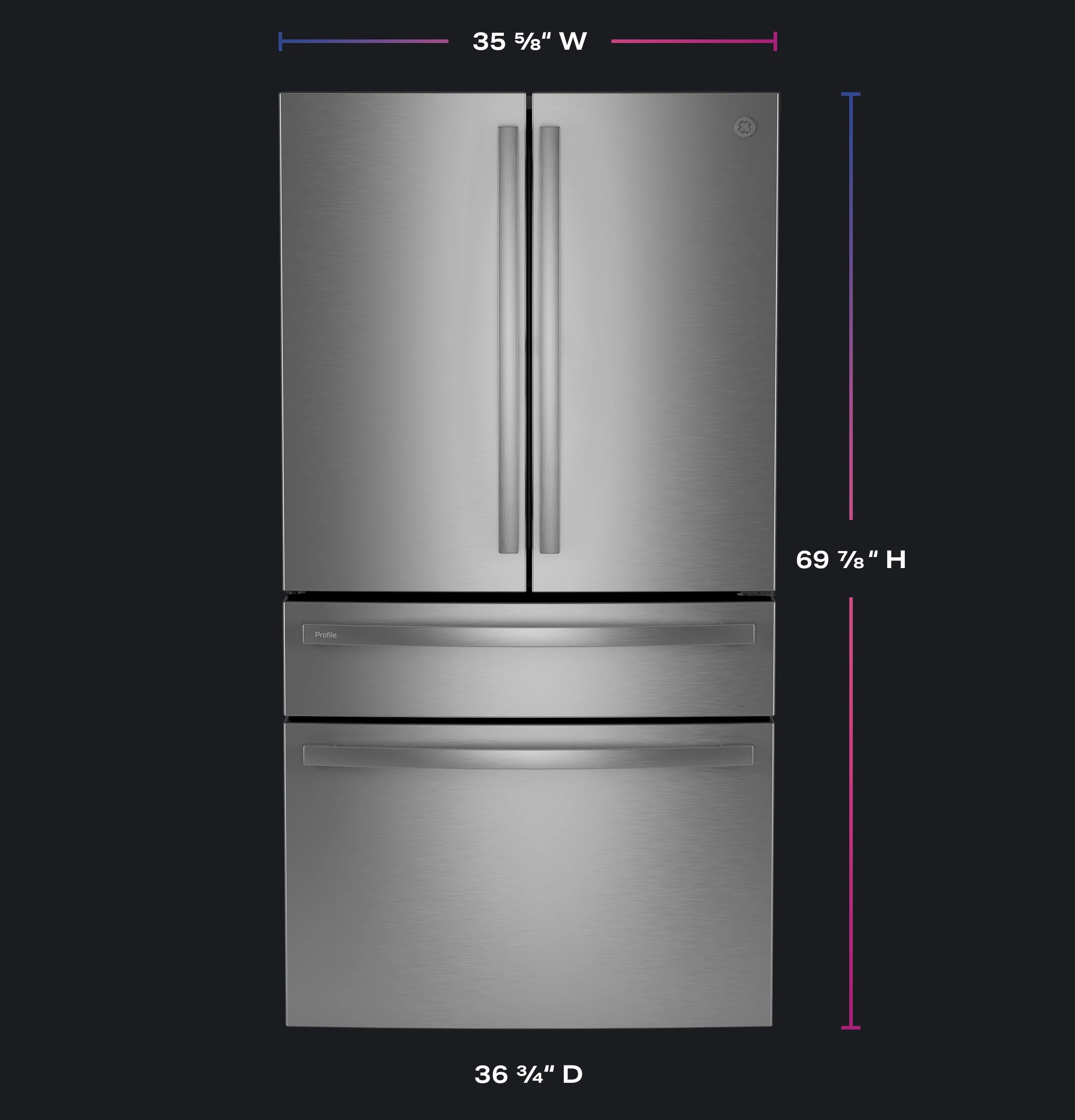 PGD29BYTFS GE Profile™ ENERGY STAR® 29 Cu. Ft. Smart Fingerprint Resistant 4-Door French-Door Refrigerator with Door In Door - Image 6