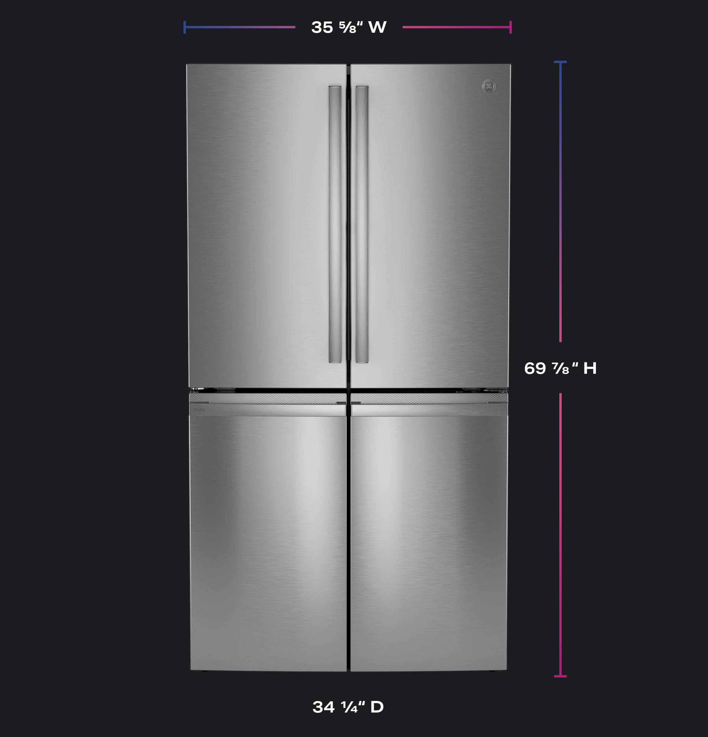 PHD23BYWFS GE Profile™ ENERGY STAR® 22.9 Cu. Ft. Counter-Depth Quad-Door Refrigerator with Dual-Dispense AutoFill Pitcher and Door in Door - Image 28