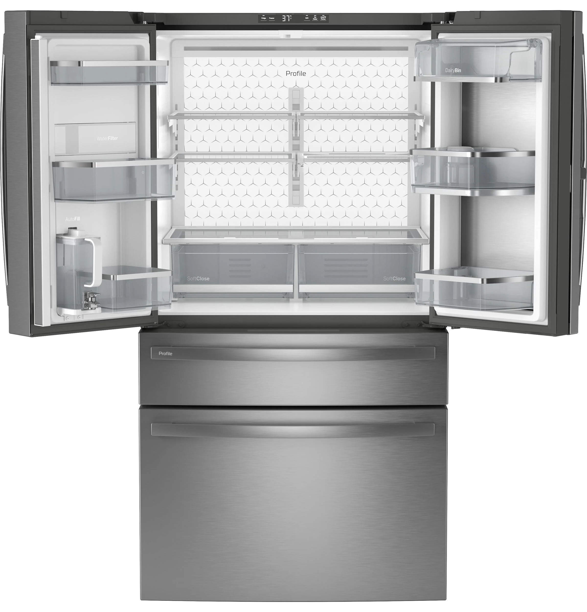PJD23BYWFS GE Profile™ ENERGY STAR® 23.3 Cu. Ft. Smart Counter-Depth Fingerprint Resistant 4-Door French-Door Refrigerator with Door In Door - Image 2