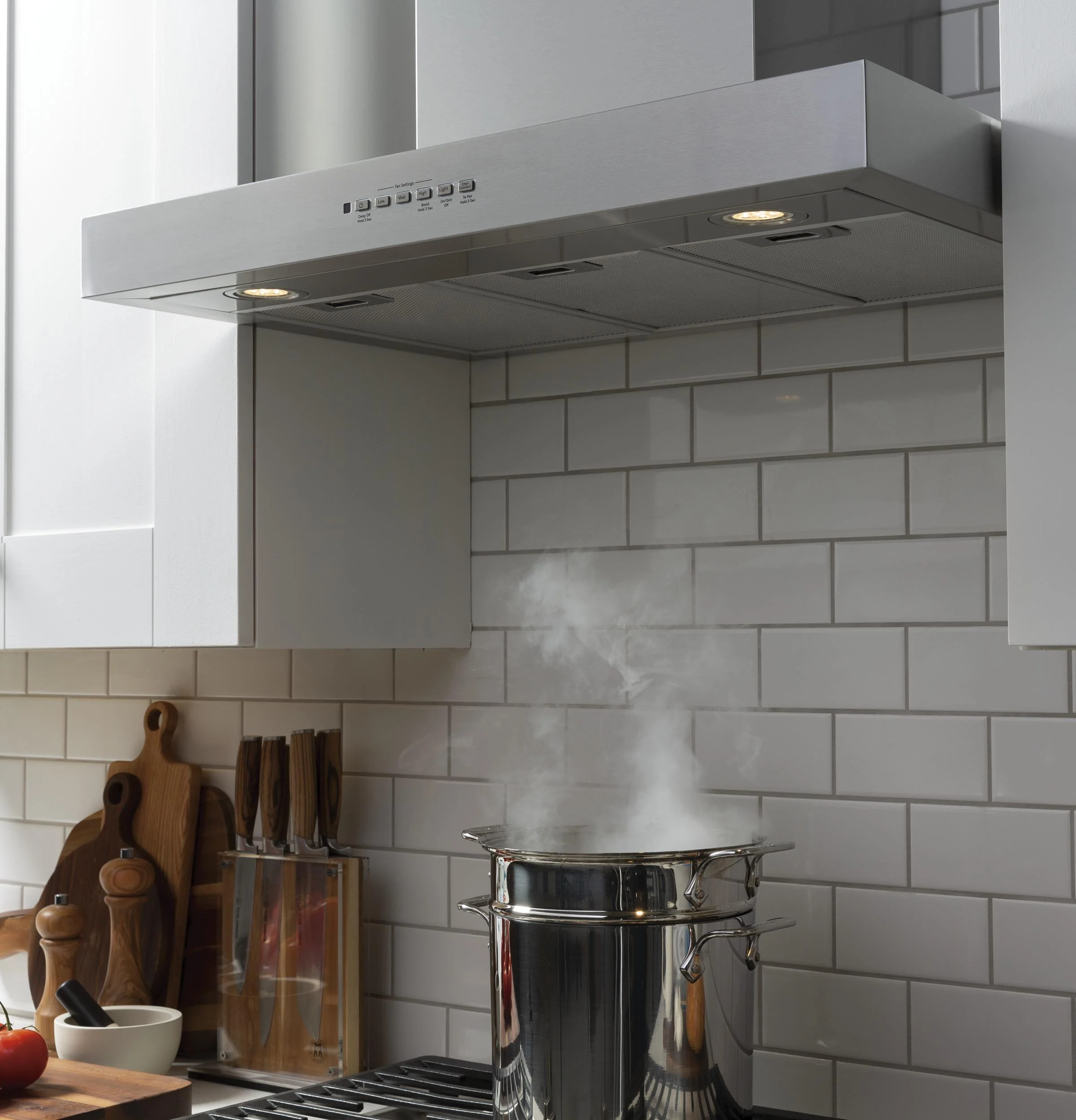Ge Appliances UVW8361SLSS 36" Designer Wall Mount Hood w/ Dimmable LED Lighting - Image 4