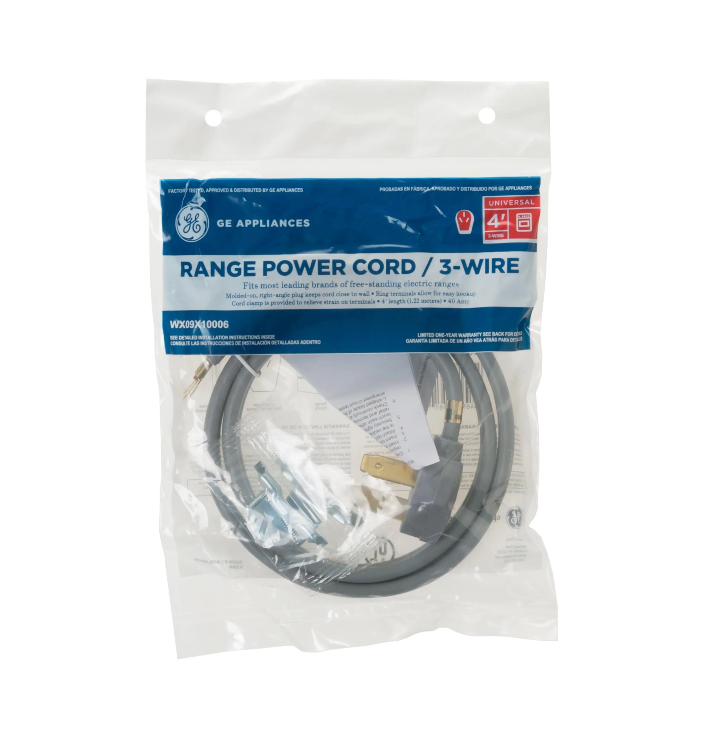 Ge Appliances WX09X10006 4' 40amp 3 Wire Range Cord - Image 2