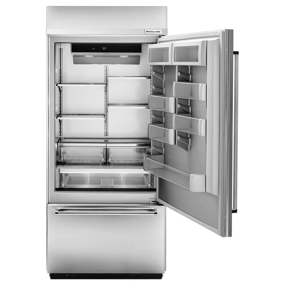 Kitchenaid KBBR306ESS 20.9 Cu. Ft. 36" Width Built-In Stainless Bottom Mount Refrigerator with Platinum Interior Design - Image 5