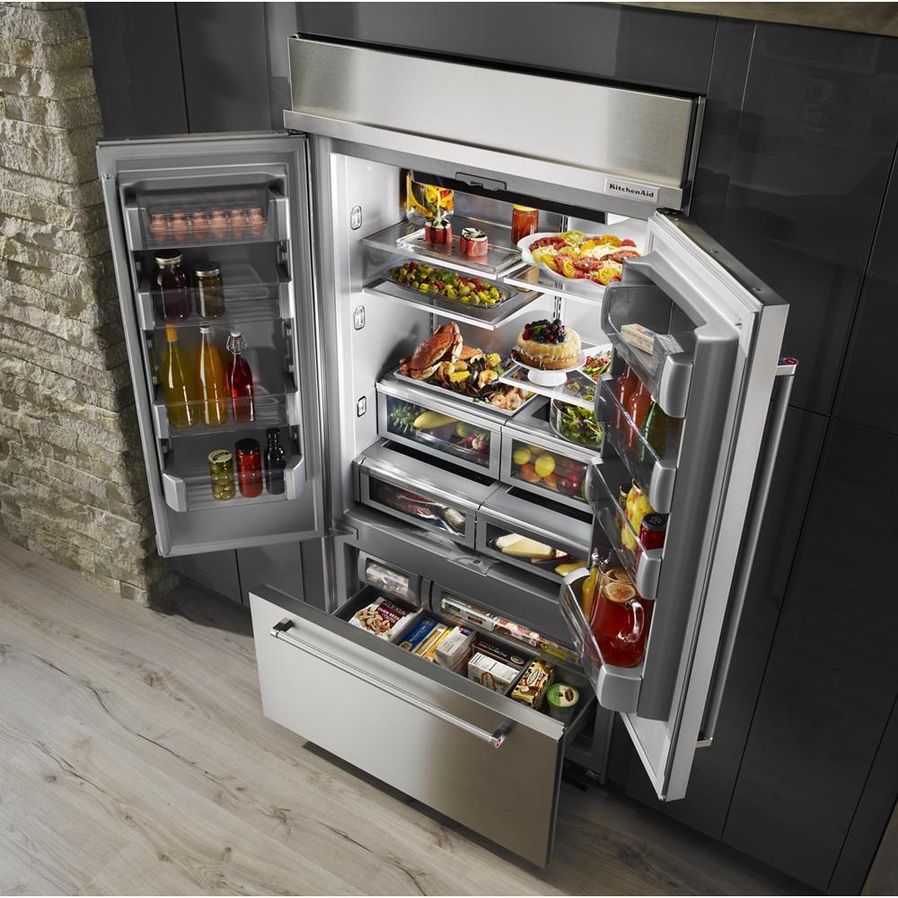 Kitchenaid KBFN502ESS 24.2 Cu. Ft. 42" Width Built-In Stainless French Door Refrigerator with Platinum Interior Design - Image 9