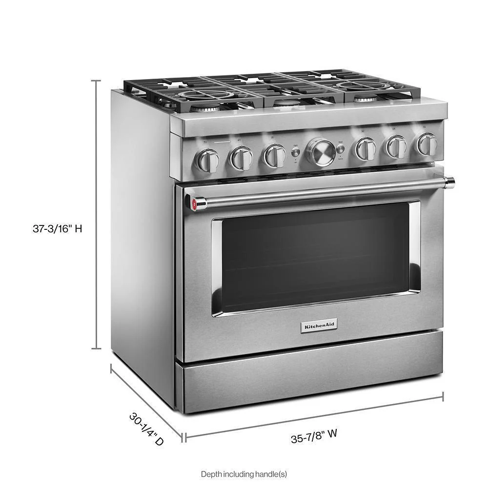 KFDC506JSS KitchenAid® 36'' Smart Commercial-Style Dual Fuel Range with 6 Burners - Image 2