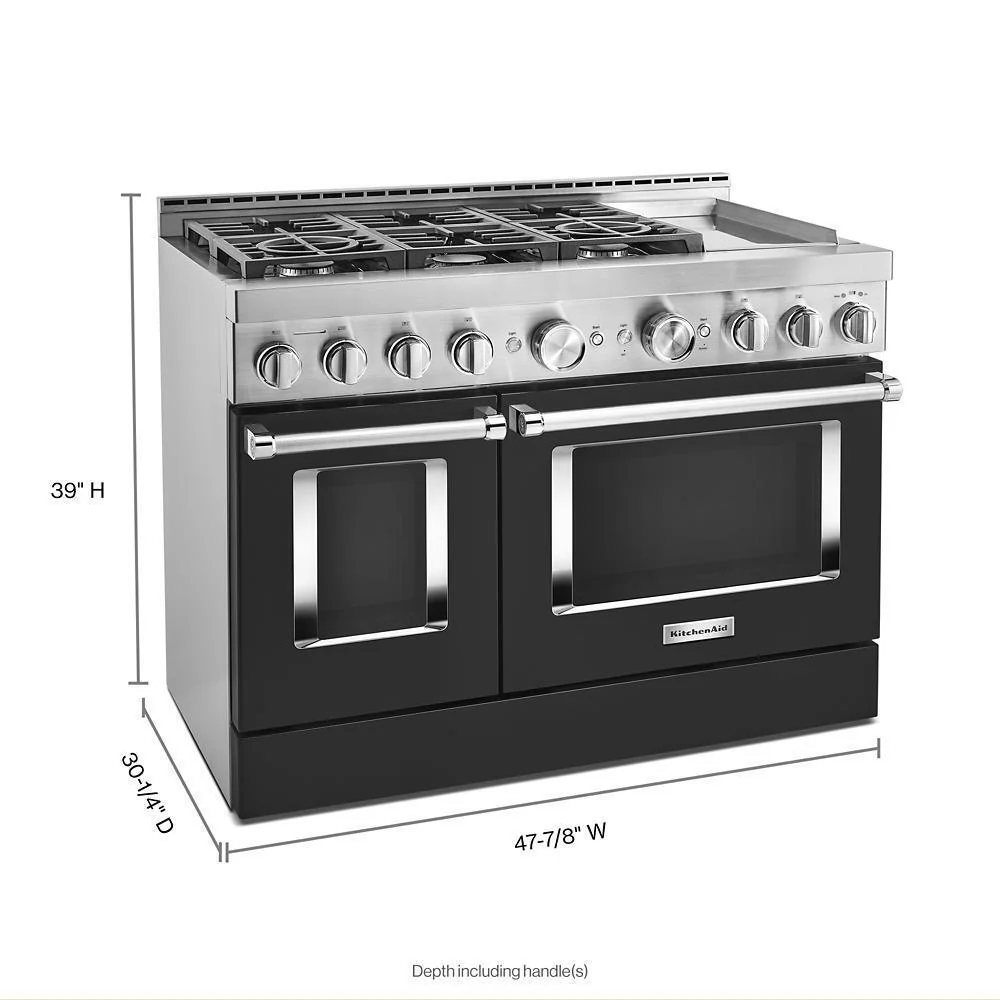 KFGC558JBK KitchenAid® 48'' Smart Commercial-Style Gas Range with Griddle - Image 2