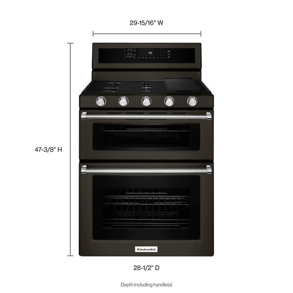 Kitchenaid KFGD500EBS 30-Inch 5 Burner Gas Double Oven Convection Range - Image 2