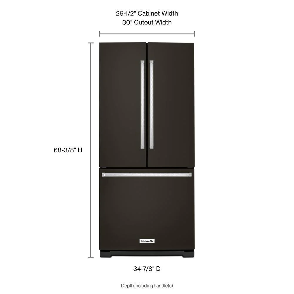 Kitchenaid KRFF300EBS 20 cu. Ft. 30-Inch Width Standard Depth French Door Refrigerator with Interior Dispense - Image 3