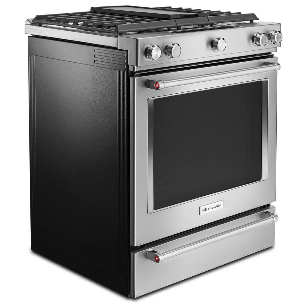 Kitchenaid KSDB900ESS 30-Inch 5-Burner Dual Fuel Convection Slide-In Range with Baking Drawer - Image 3