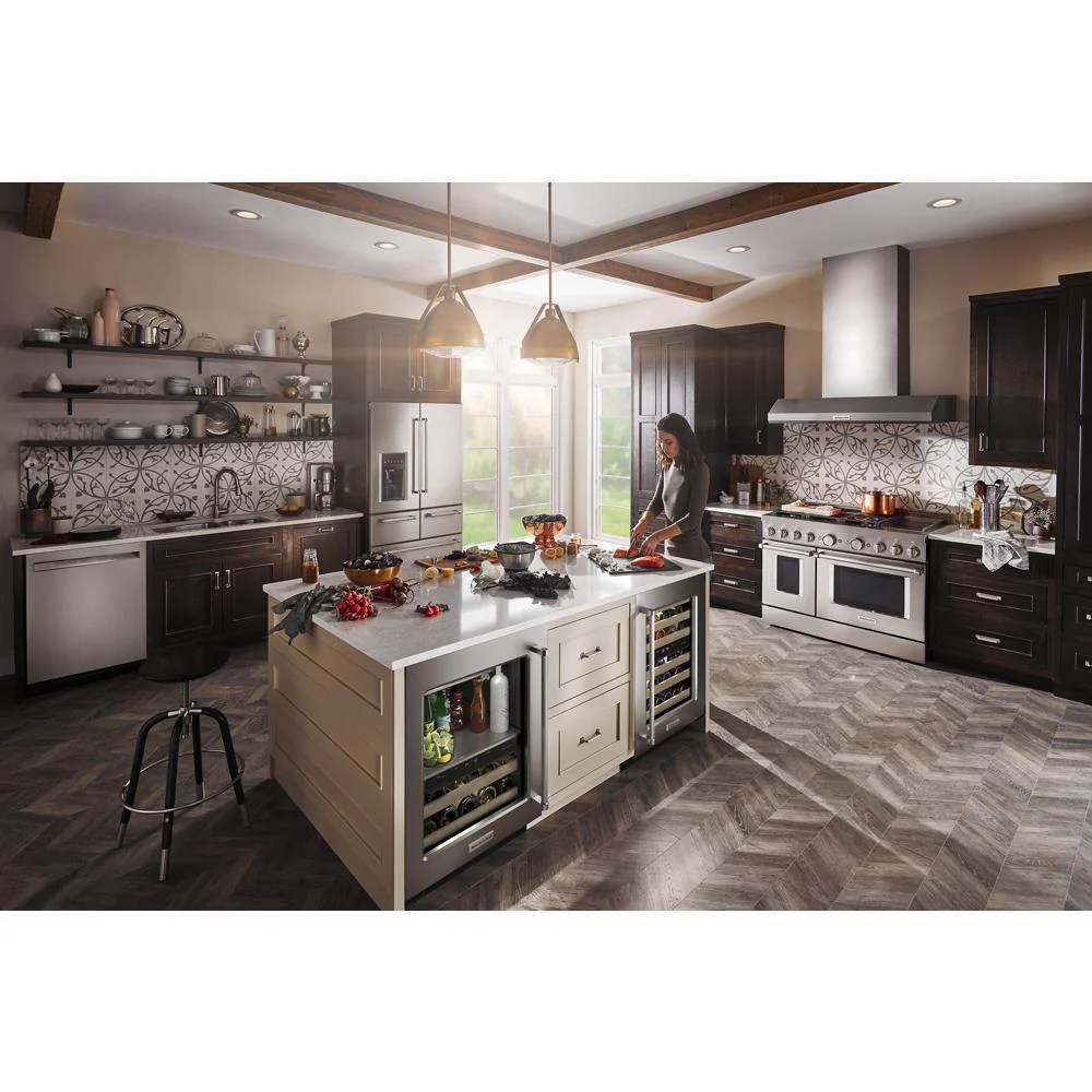 Kitchenaid KUBL214KSB 24" Beverage Center with Glass Door and Wood-Front Racks - Image 10