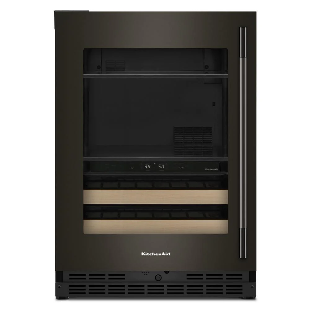 Kitchenaid KUBL524SBE 24" Beverage Center with Glass Door and Wood-Front Racks