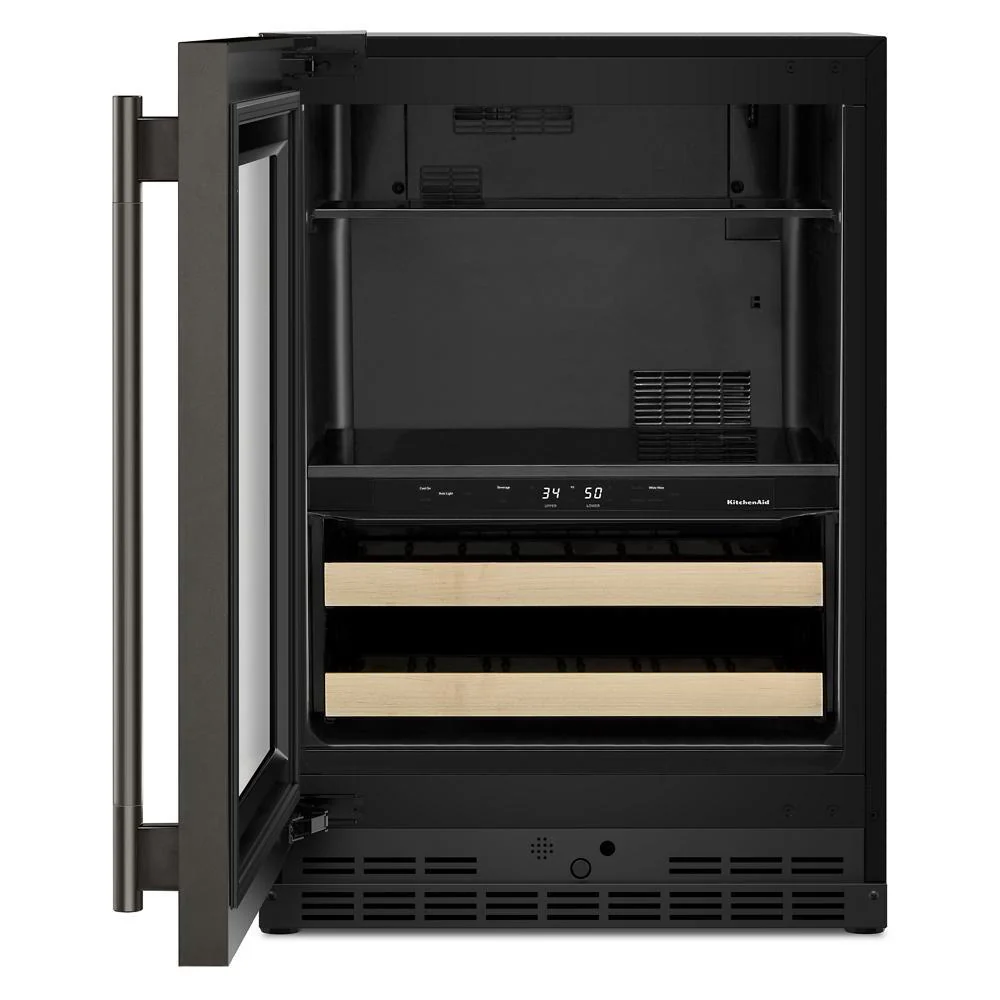 Kitchenaid KUBL524SBE 24" Beverage Center with Glass Door and Wood-Front Racks - Image 4