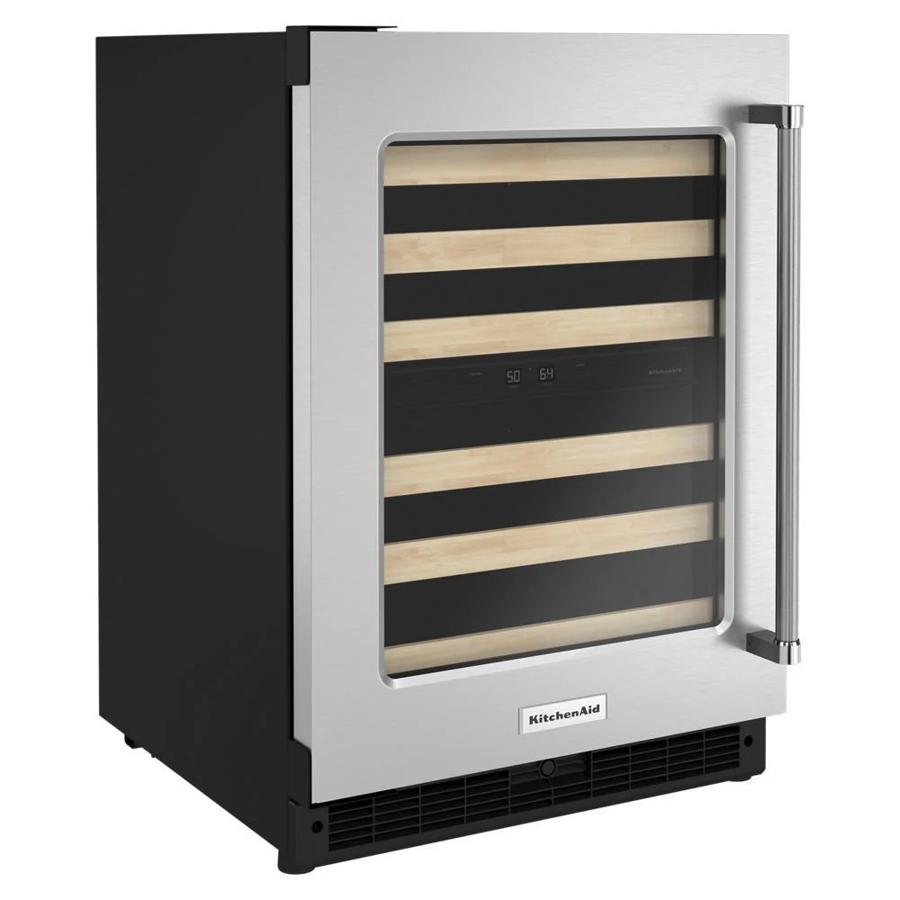 Kitchenaid KUWL214KSB 24" Undercounter Wine Cellar with Glass Door and Wood-Front Racks - Image 2