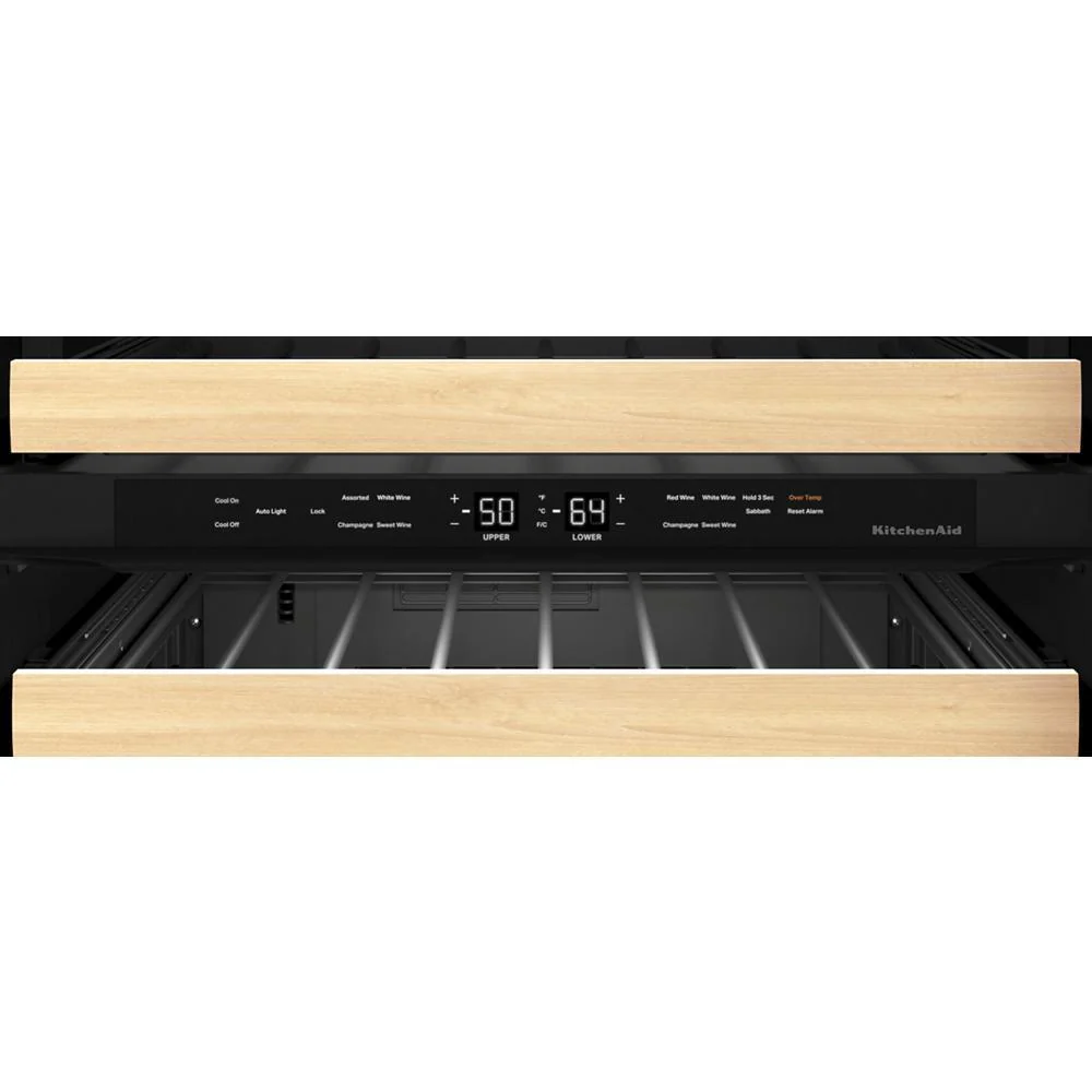Kitchenaid KUWL214KSB 24" Undercounter Wine Cellar with Glass Door and Wood-Front Racks - Image 5