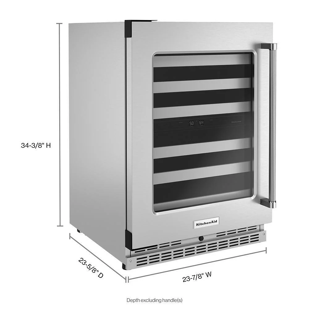 Kitchenaid KUWL314KSS 24" Undercounter Wine Cellar with Glass Door and Metal-Front Racks - Image 7