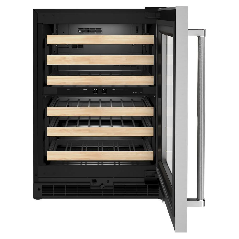 Kitchenaid KUWR214KSB 24" Undercounter Wine Cellar with Glass Door and Wood-Front Racks - Image 7