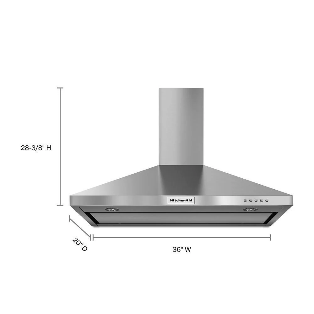 Kitchenaid KVWB406DSS 36" Wall-Mount, 3-Speed Canopy Hood - Image 2